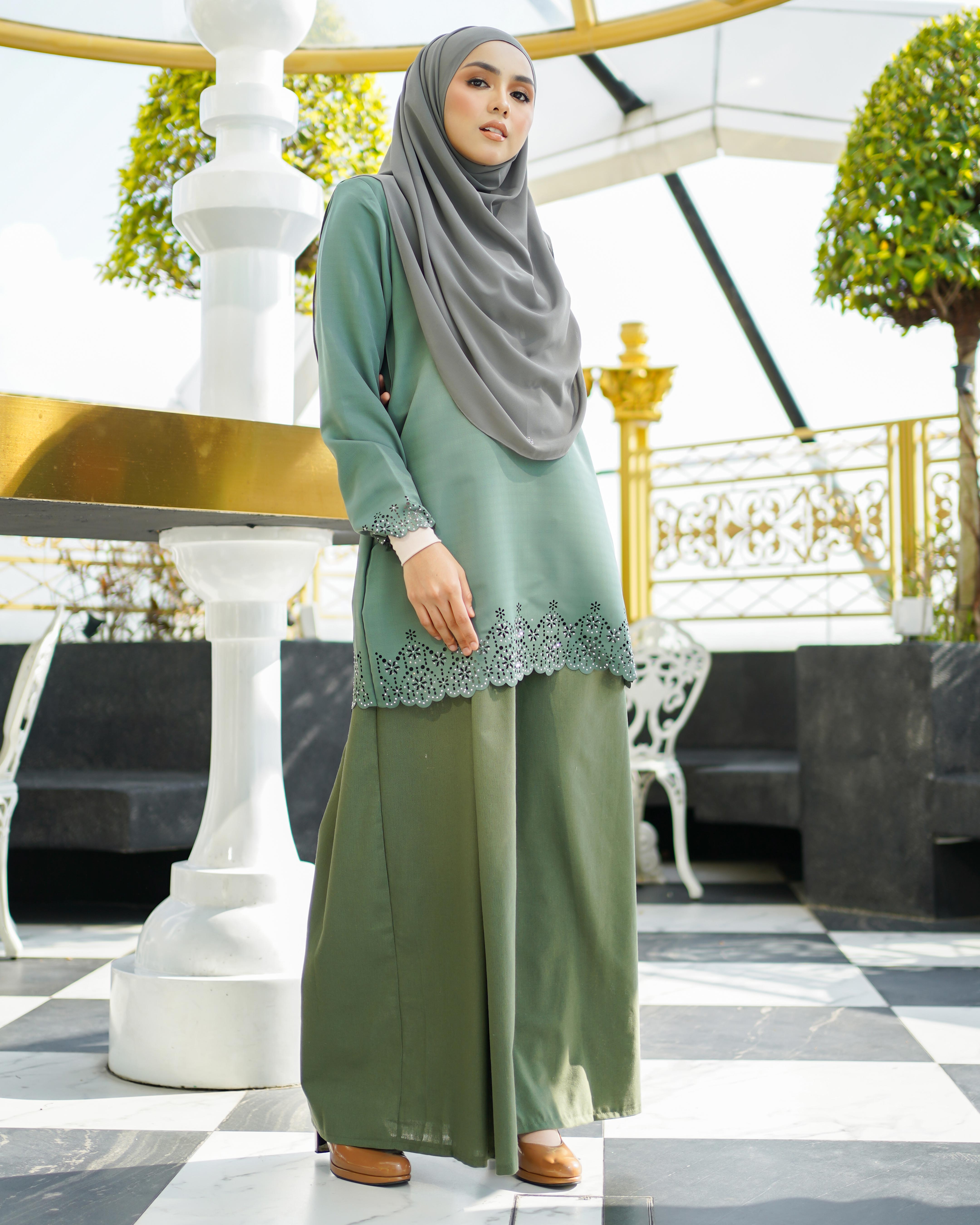Baju Lasercut Allena - Army Green