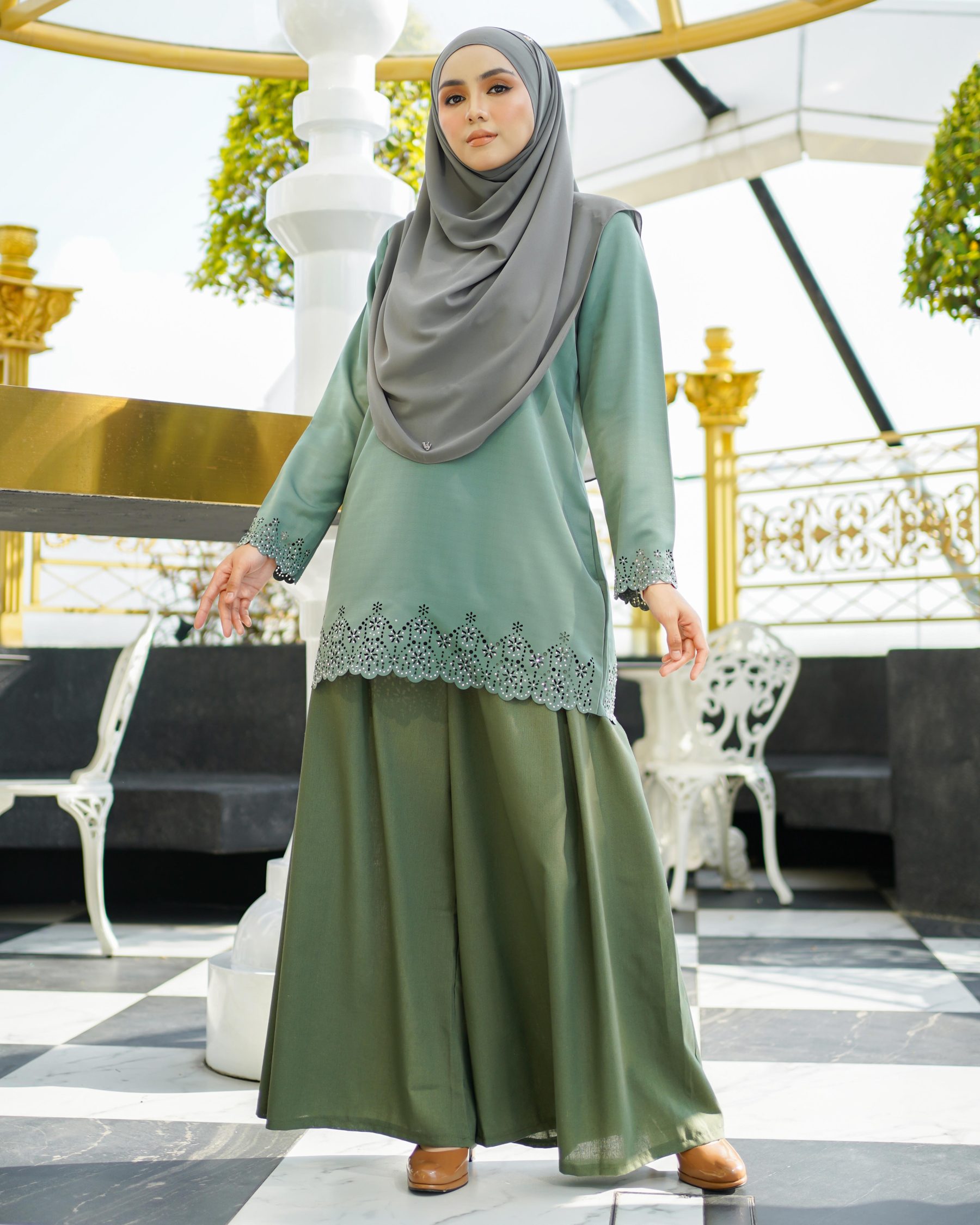 Baju Lasercut Allena - Army Green
