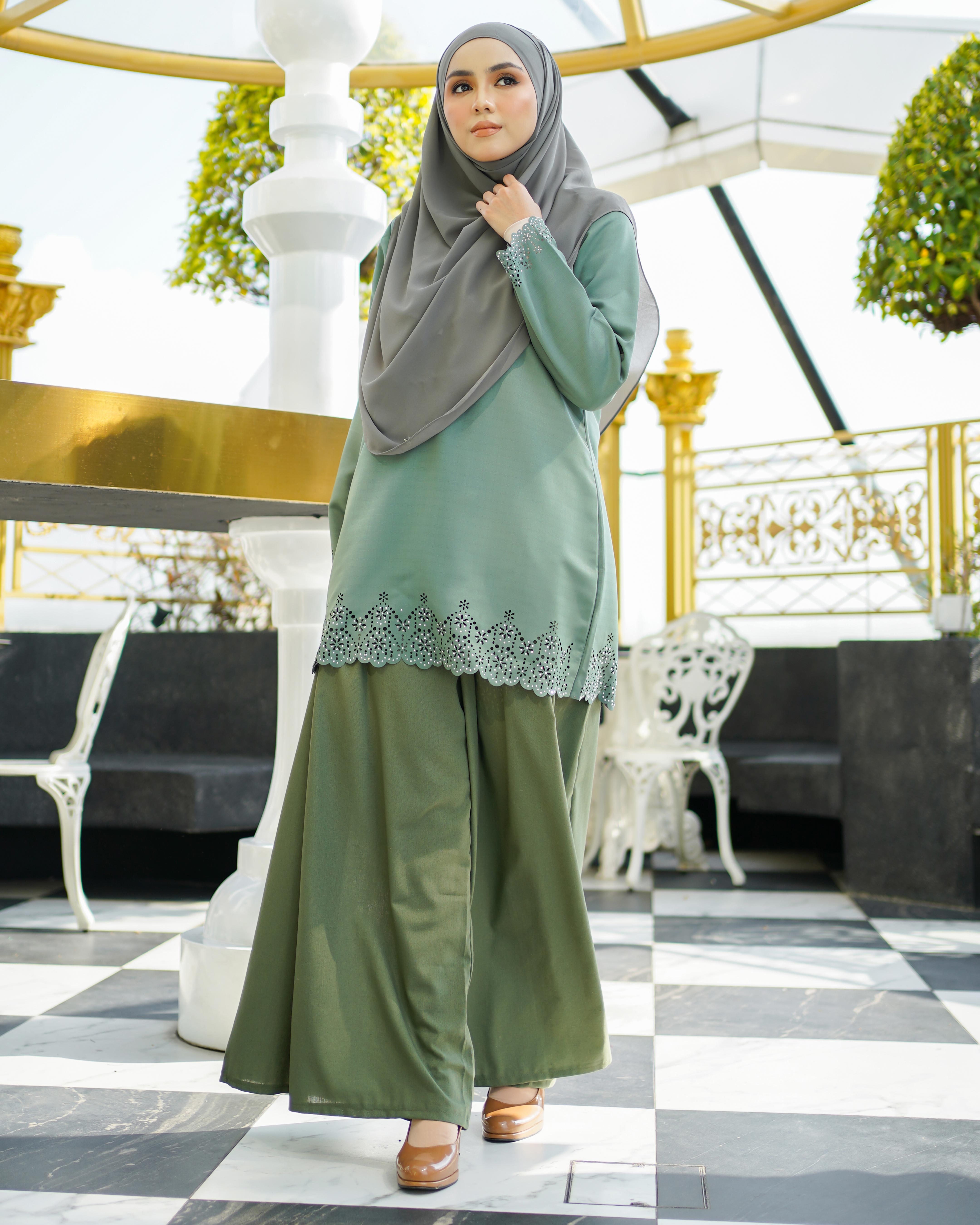 Baju Lasercut Allena - Army Green