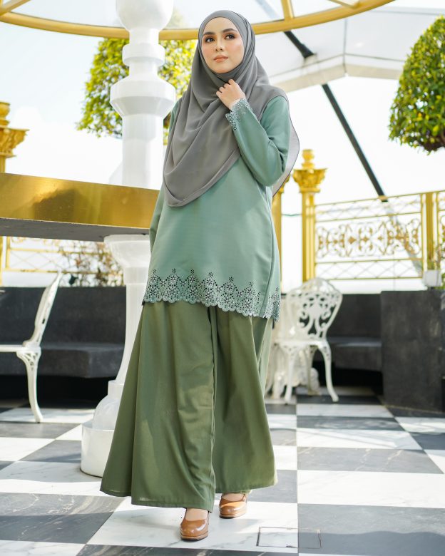 Baju Lasercut Allena - Army Green