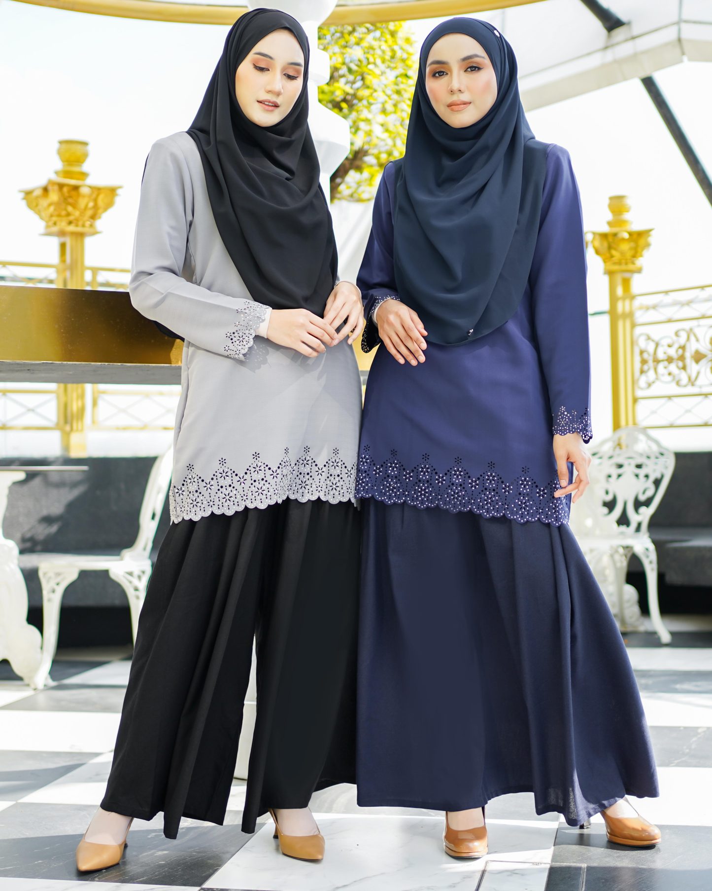 Baju Lasercut Allena - Light Grey