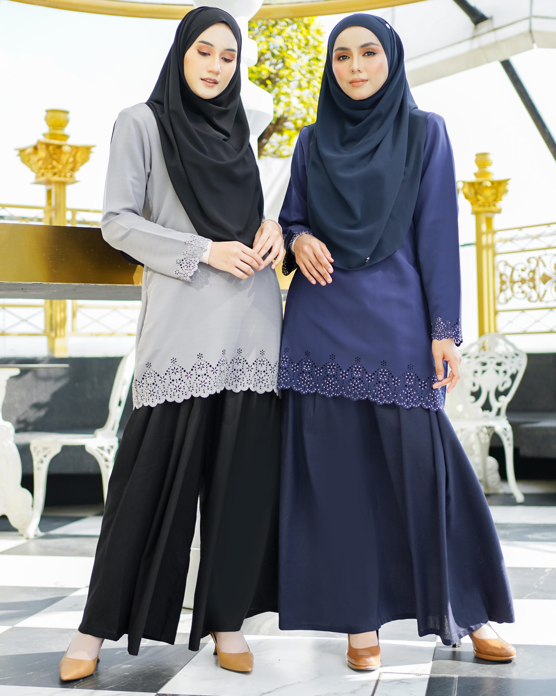 Baju Lasercut Allena - Light Grey