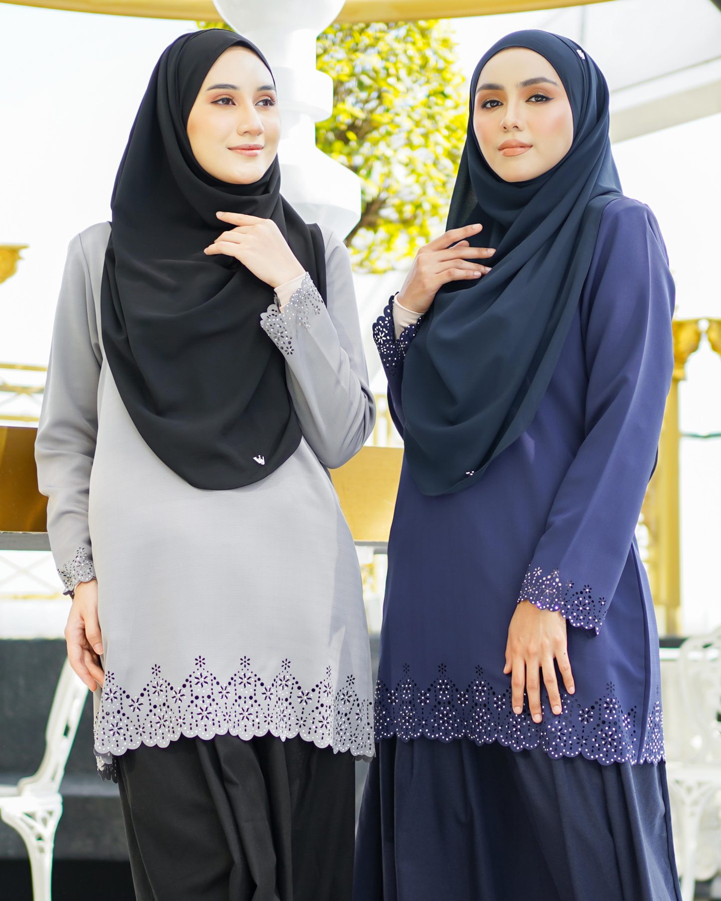 Baju Lasercut Allena - Light Grey