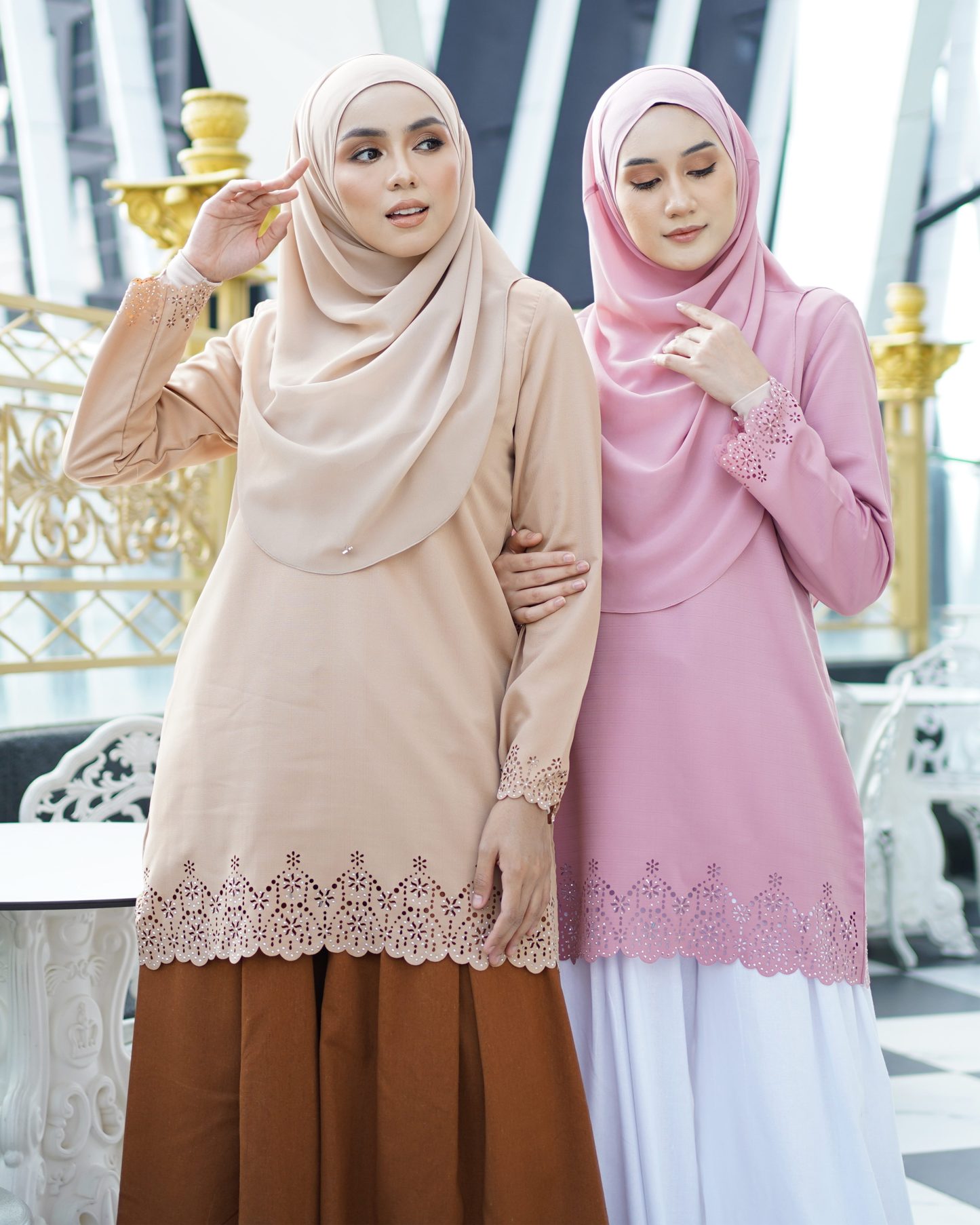 Baju Lasercut Allena - Latte Nude