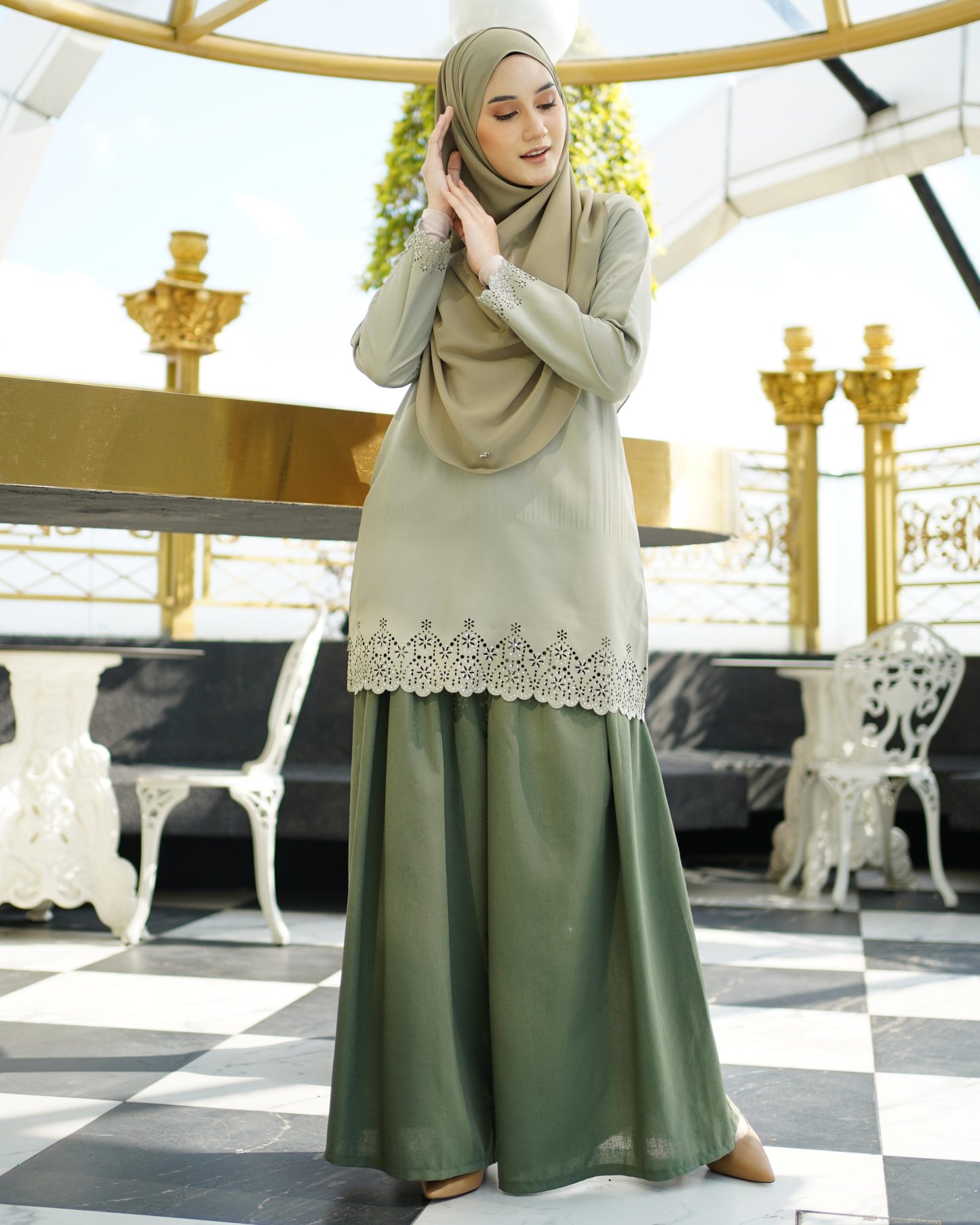 Baju Lasercut Allena - Fern Green