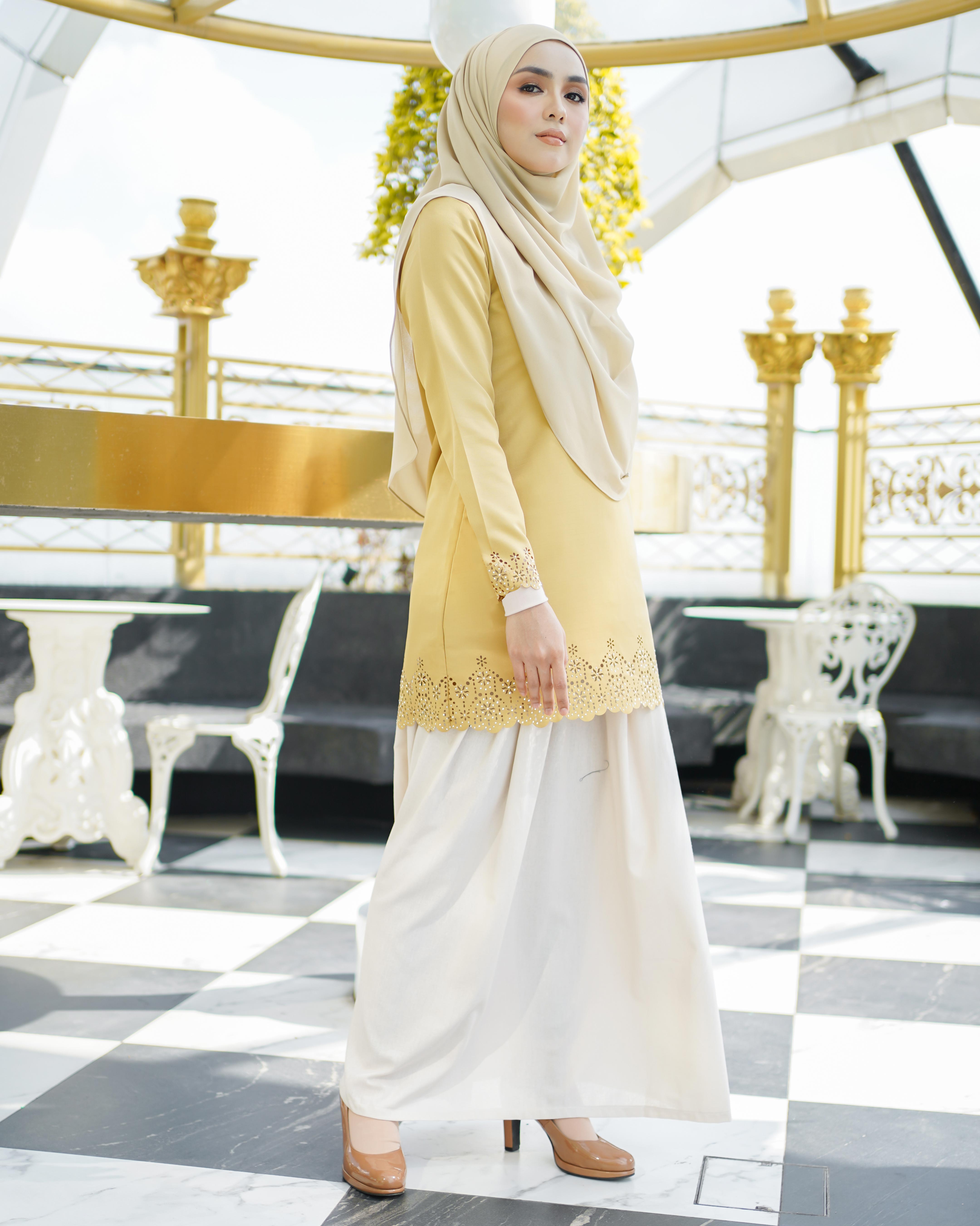 Baju Lasercut Allena - Yellow