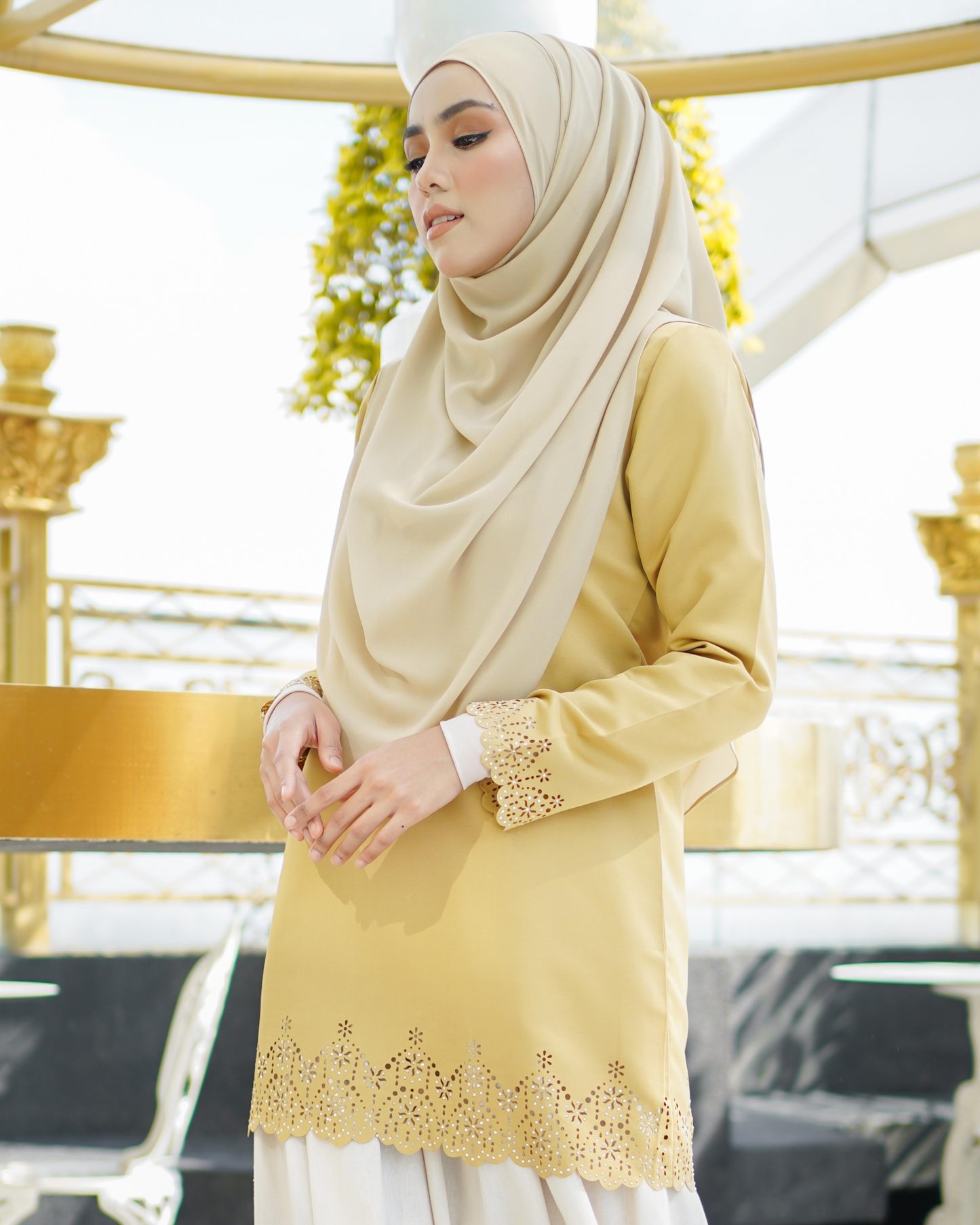 Baju Lasercut Allena - Yellow