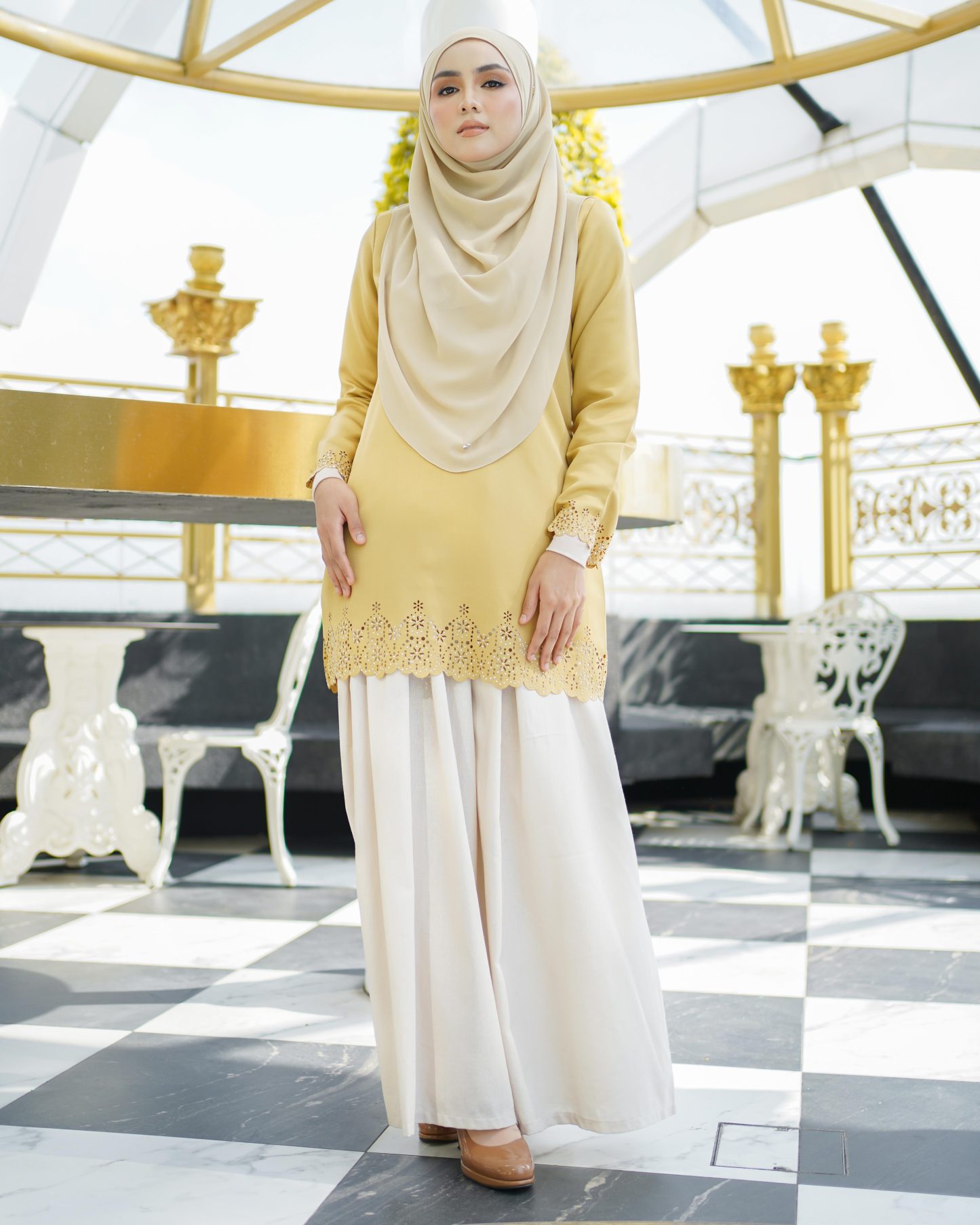 Baju Lasercut Allena - Yellow