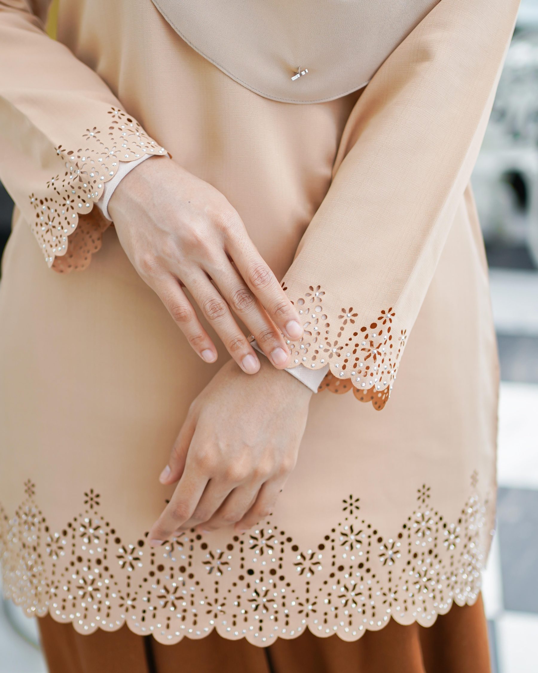 Baju Lasercut Allena - Latte Nude
