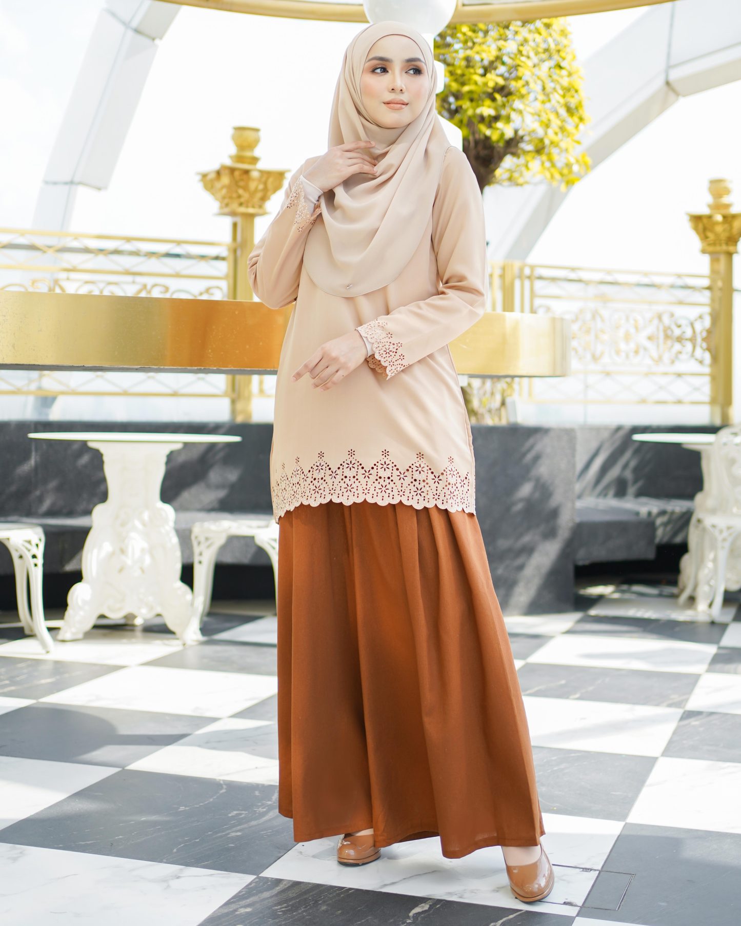 Baju Lasercut Allena - Latte Nude