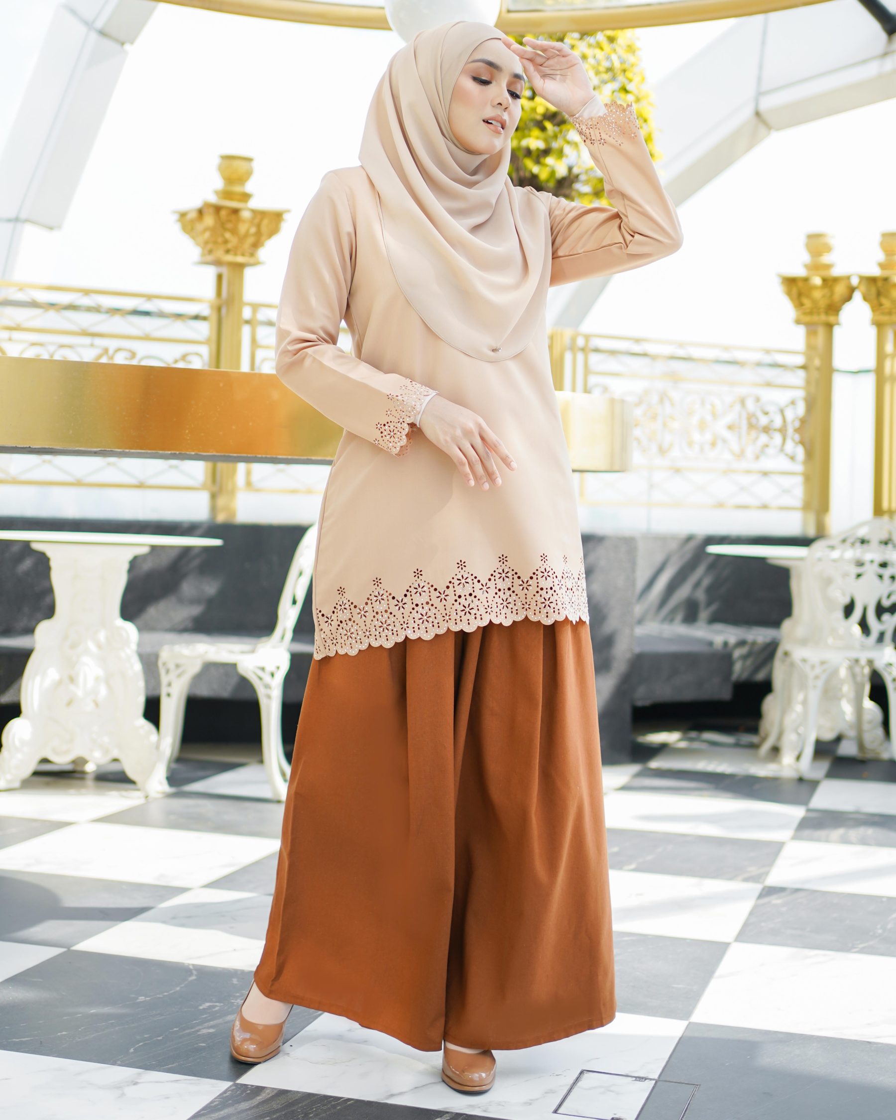 Baju Lasercut Allena - Latte Nude