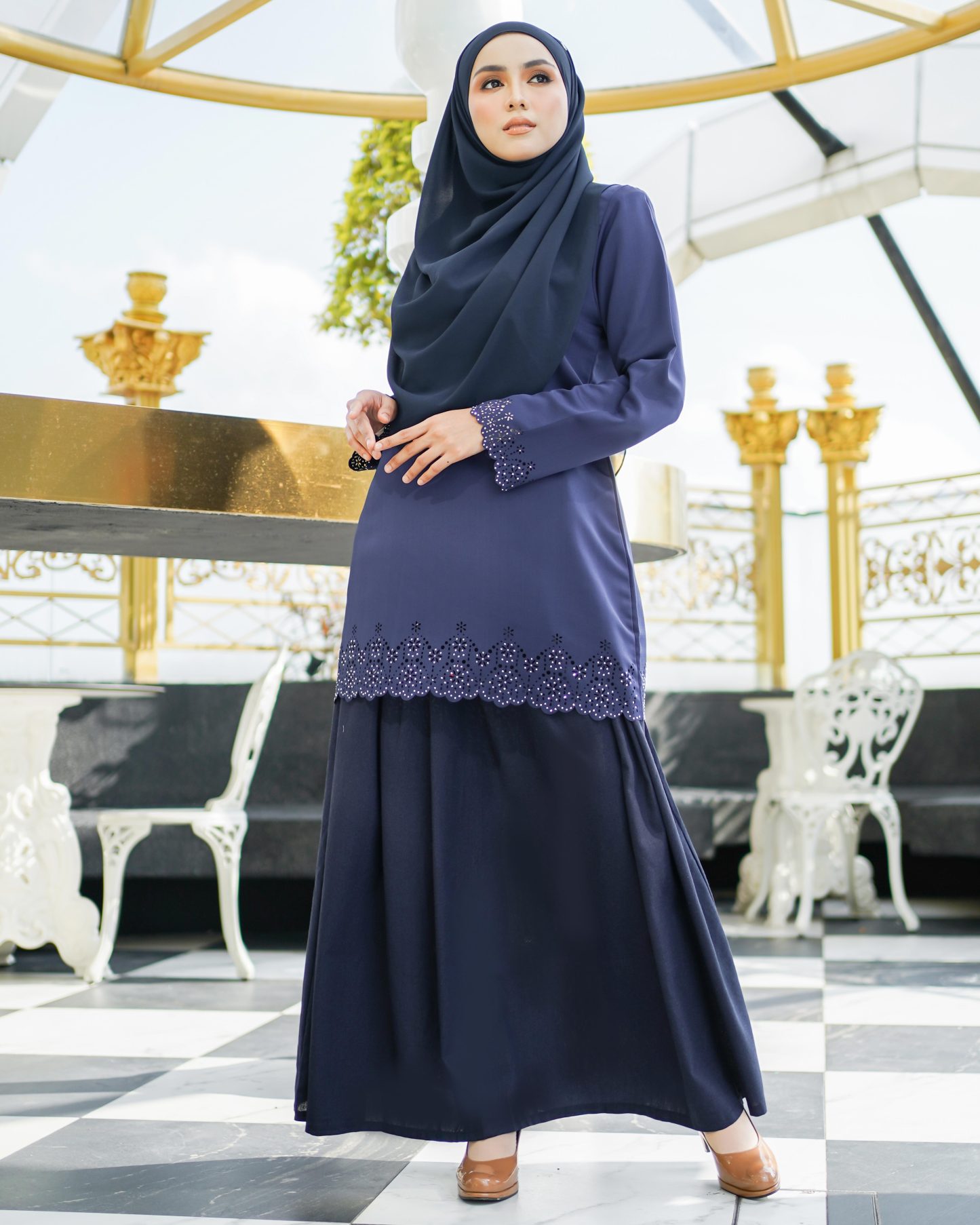 Baju Lasercut Allena - Navy Blue