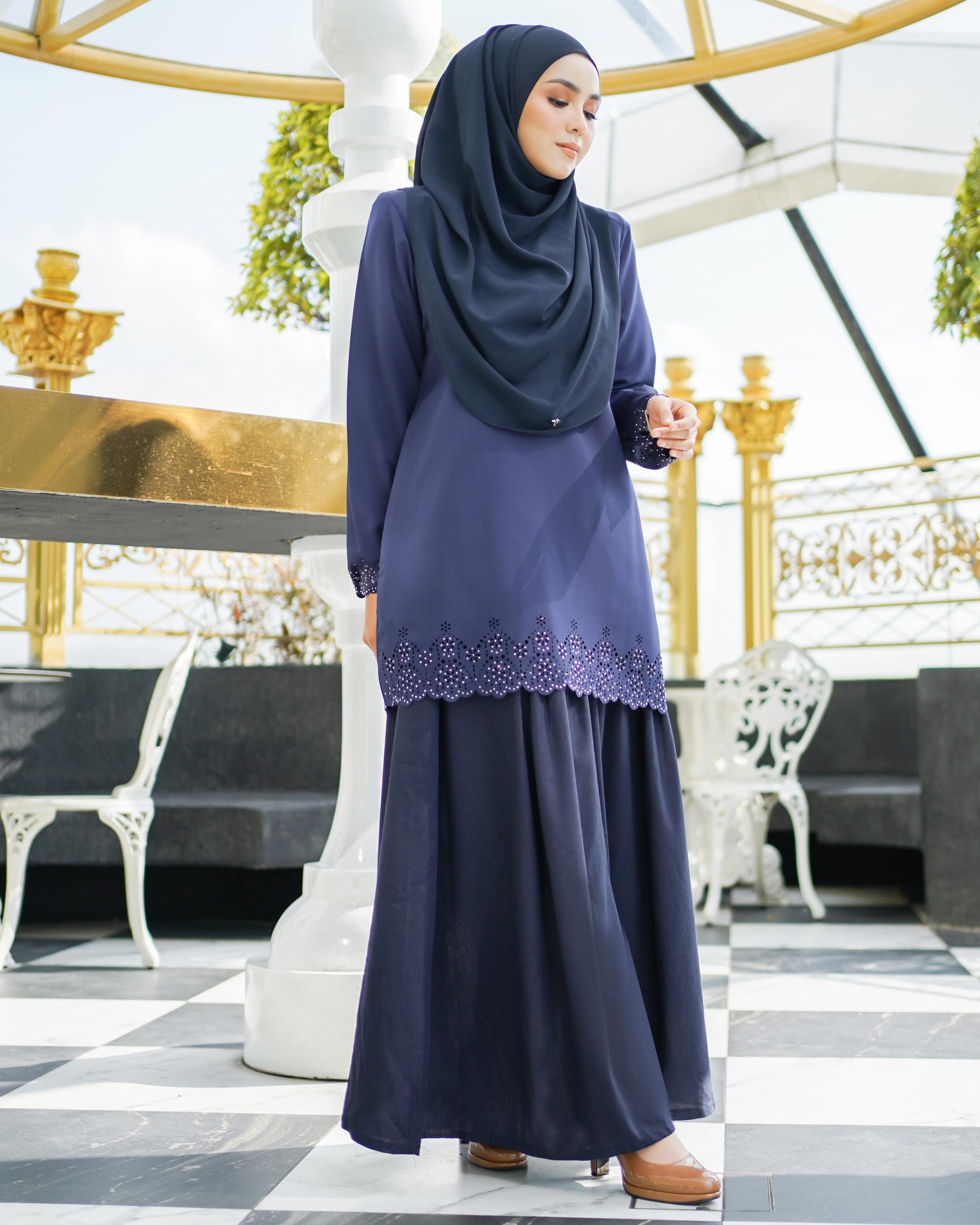 Baju Lasercut Allena - Navy Blue