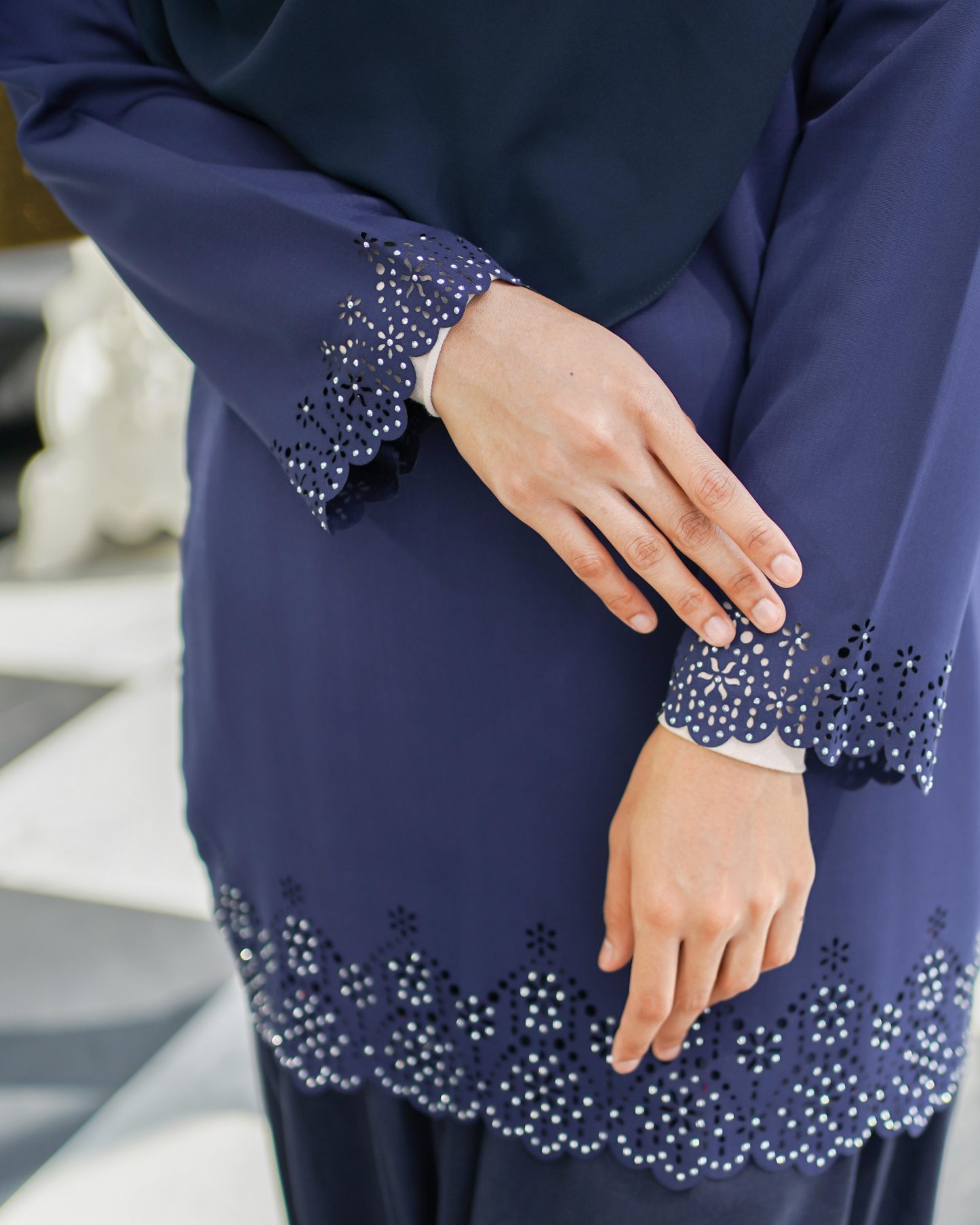 Baju Lasercut Allena - Navy Blue