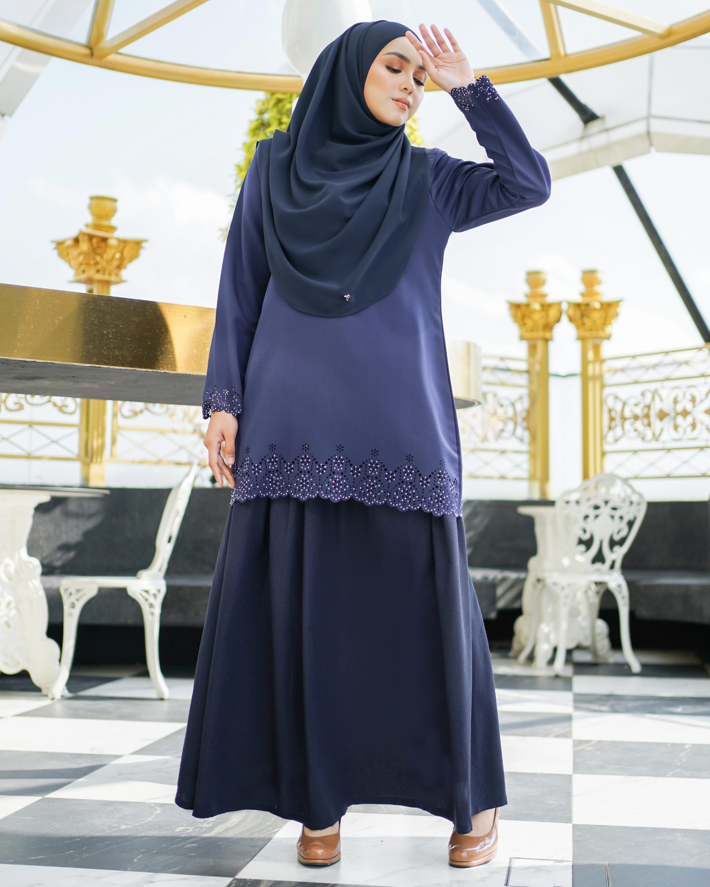 Baju Lasercut Allena - Navy Blue
