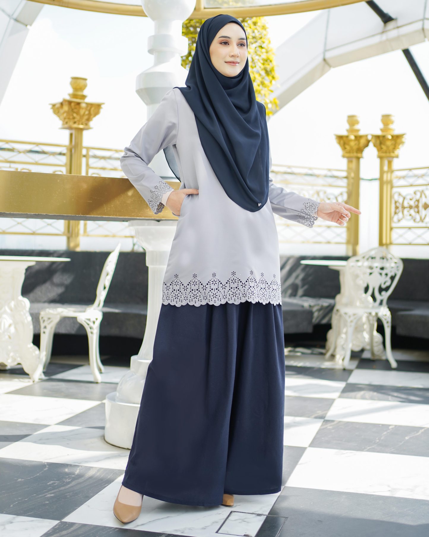 Baju Lasercut Allena - Rhino Grey