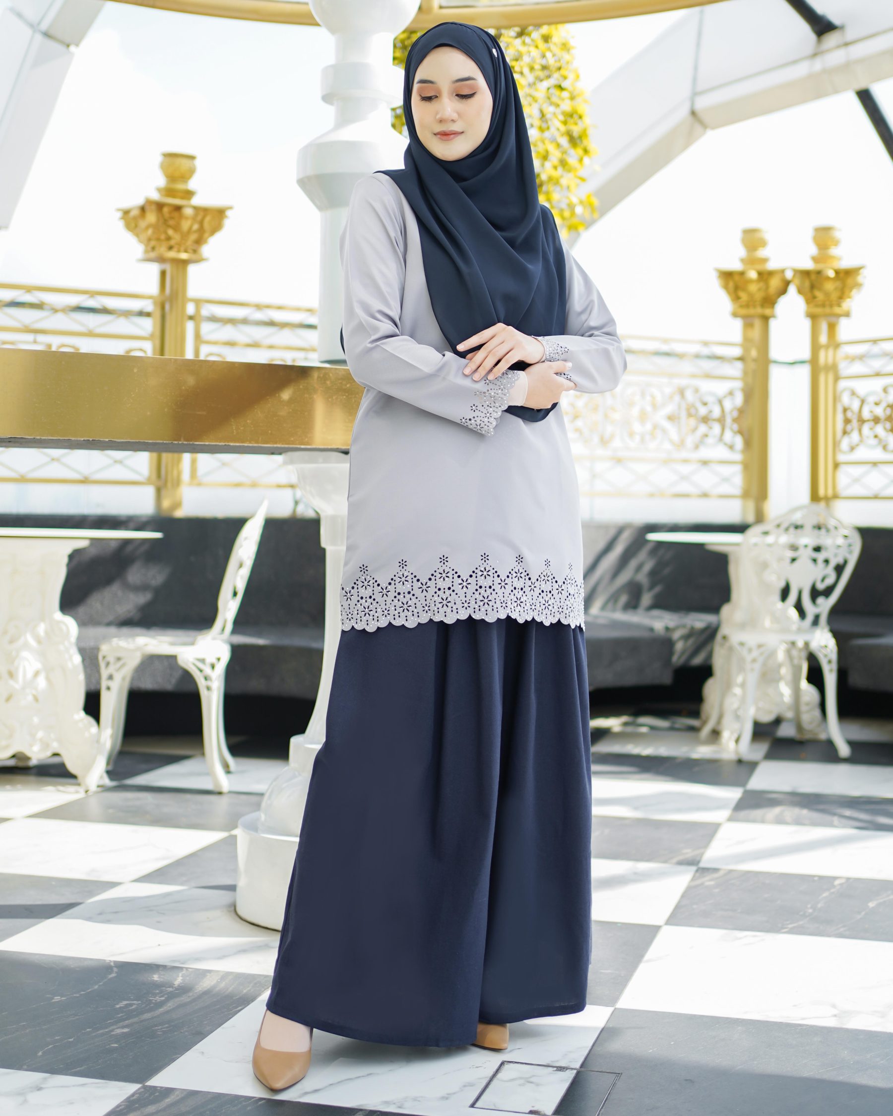 Baju Lasercut Allena - Rhino Grey