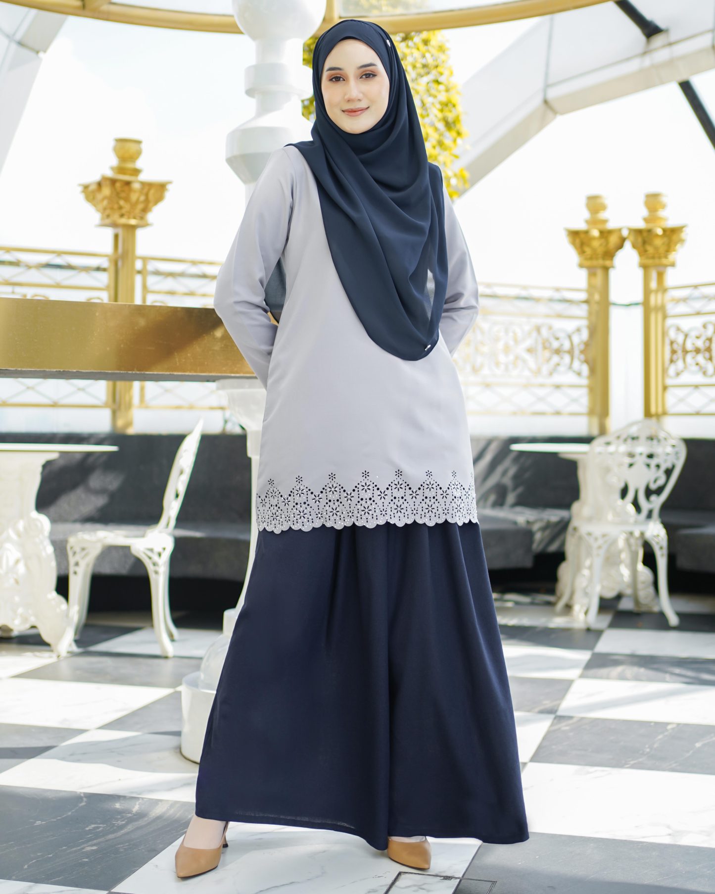 Baju Lasercut Allena - Rhino Grey