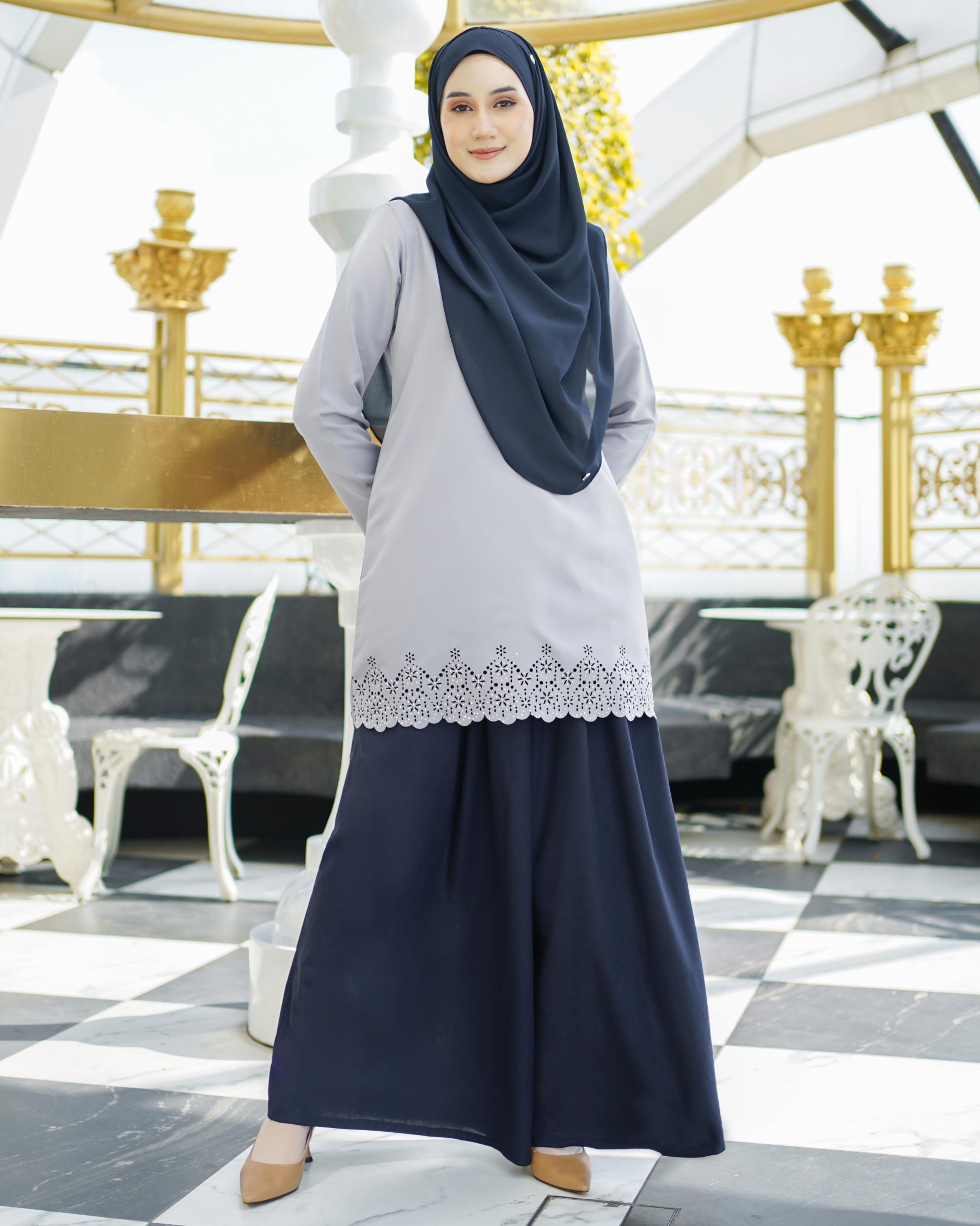 Baju Lasercut Allena - Rhino Grey