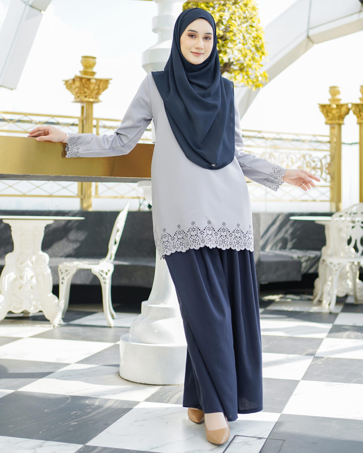 Baju Lasercut Allena - Rhino Grey