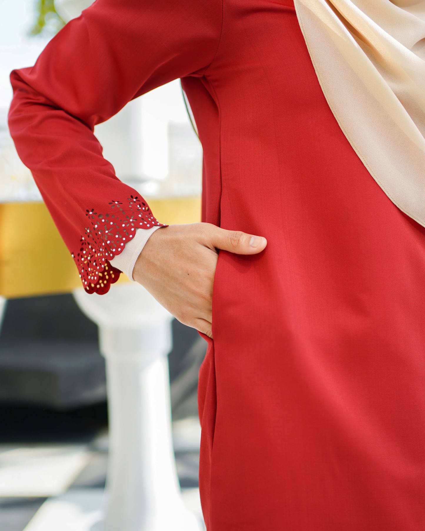 Baju Lasercut Allena - Ruby Red