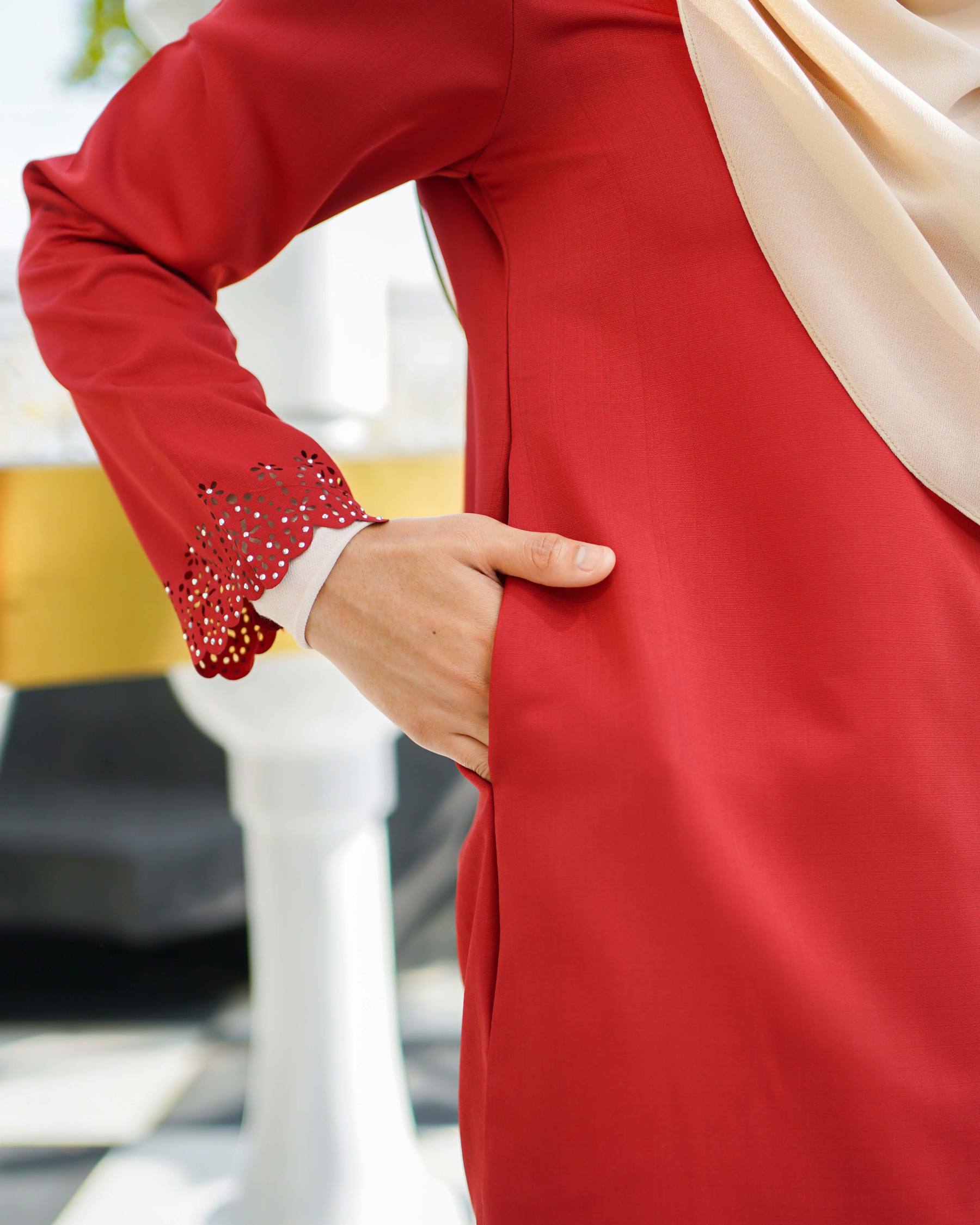 Baju Lasercut Allena - Ruby Red