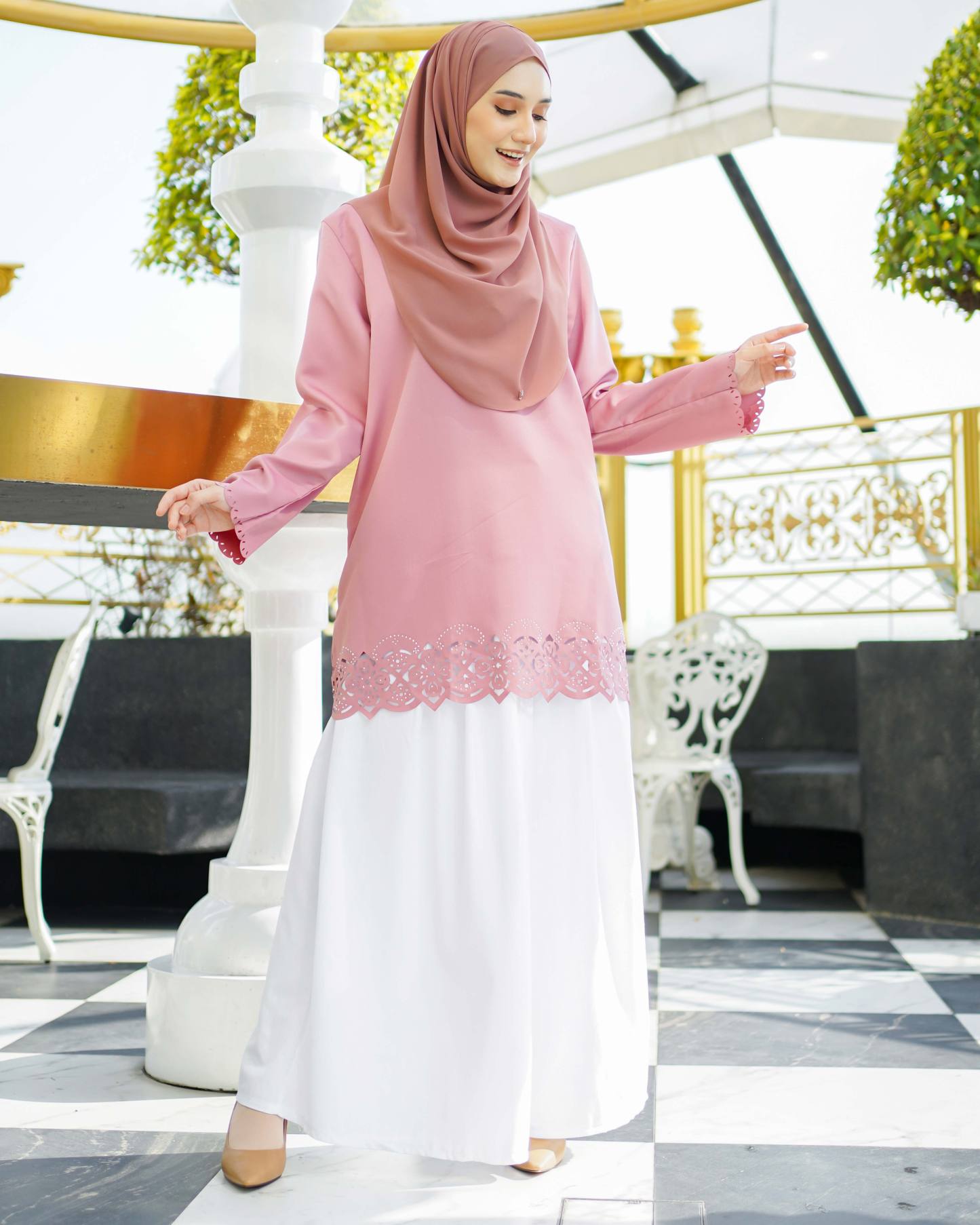 Baju Lasercut Allena - Rose Pink
