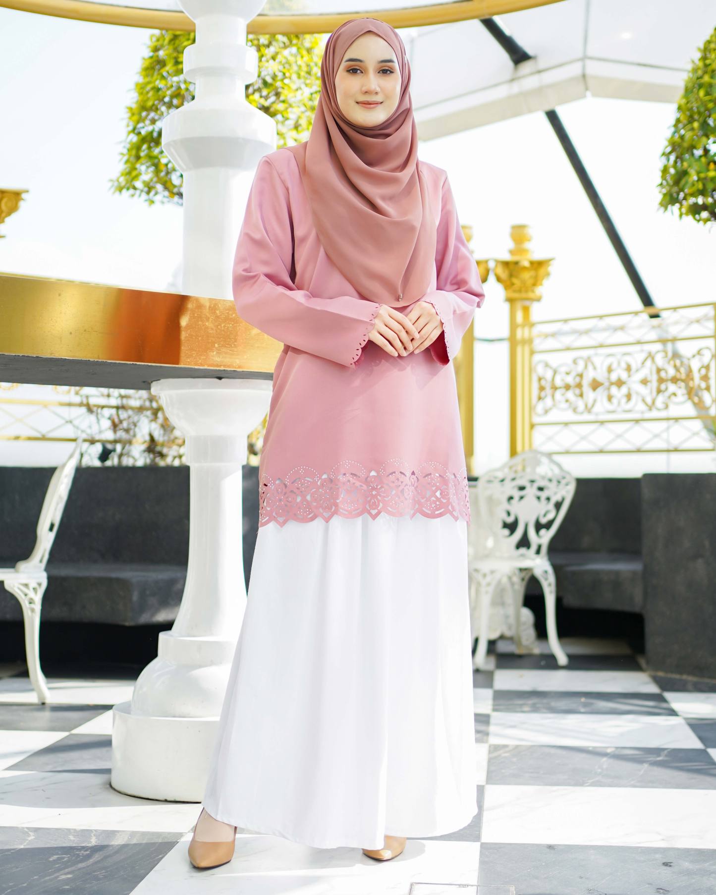Baju Lasercut Allena - Rose Pink