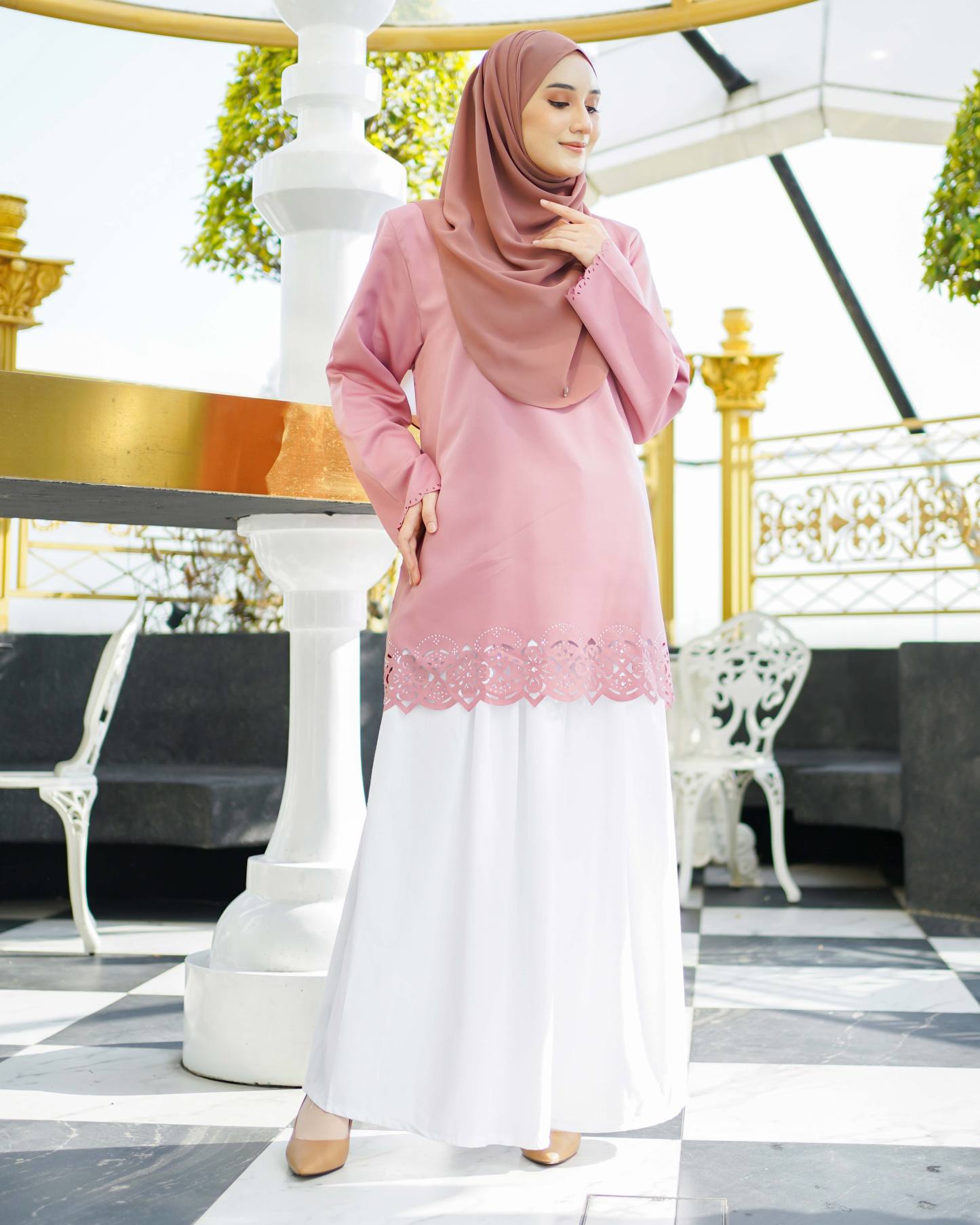 Baju Lasercut Allena - Rose Pink