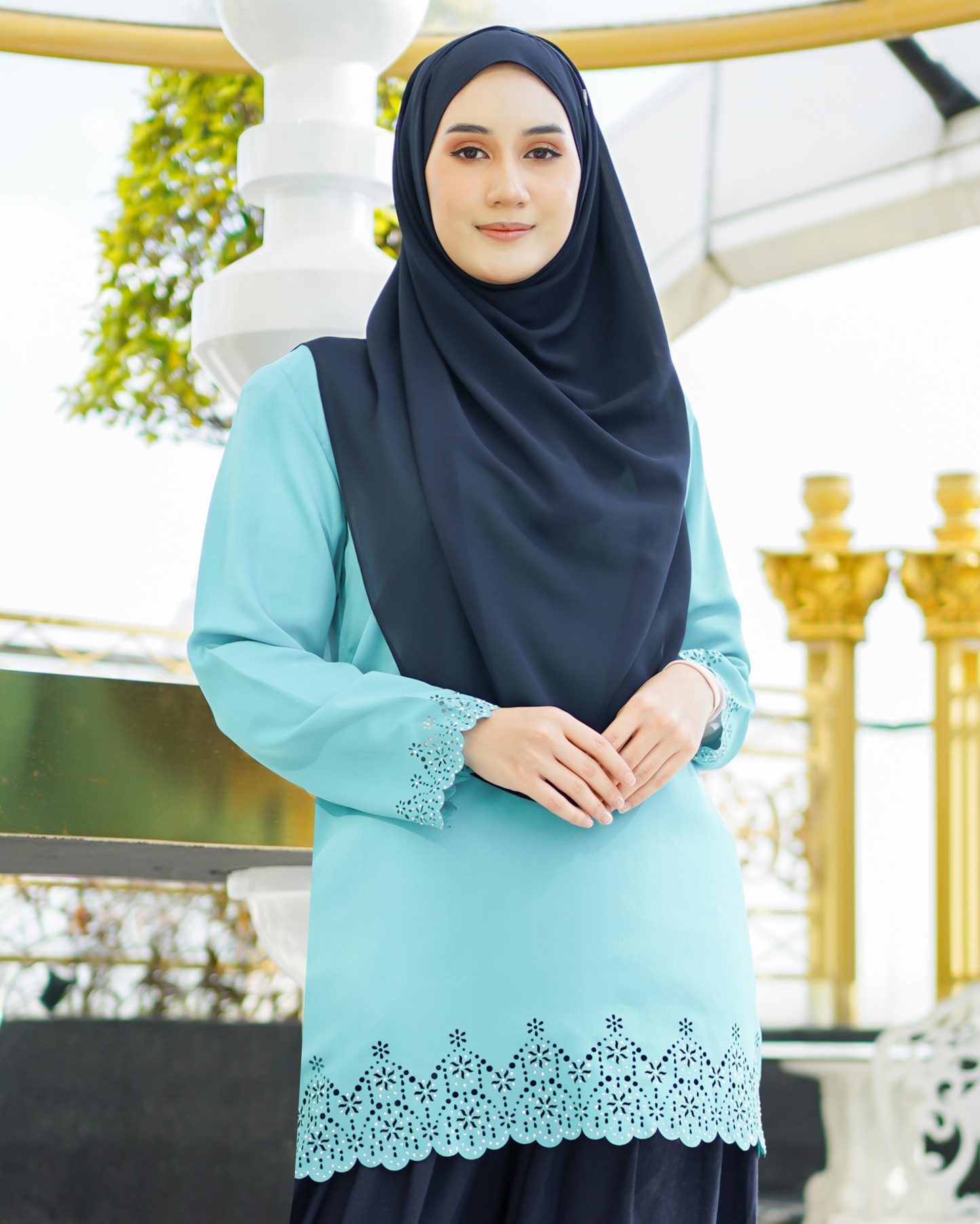 Baju Lasercut Allena - Turquoise