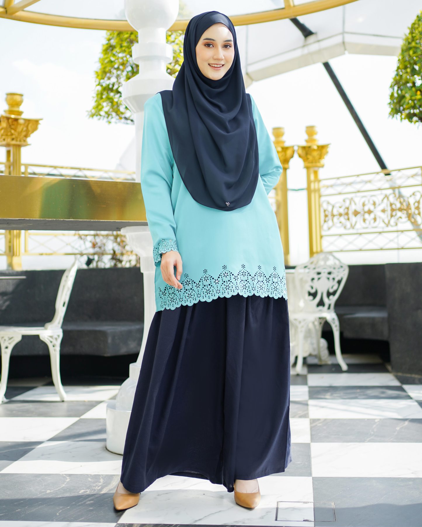 Baju Lasercut Allena - Turquoise