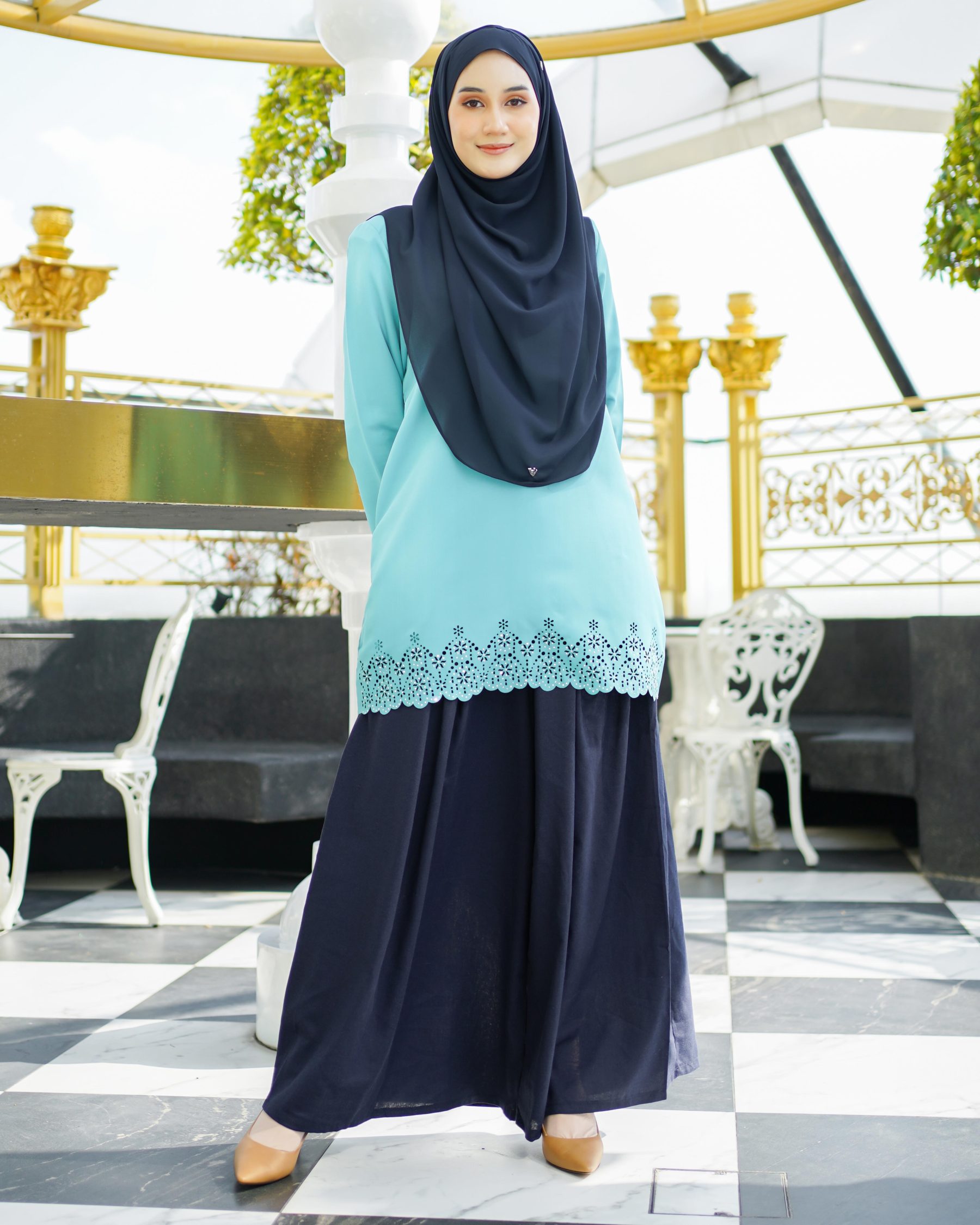 Baju Lasercut Allena - Turquoise