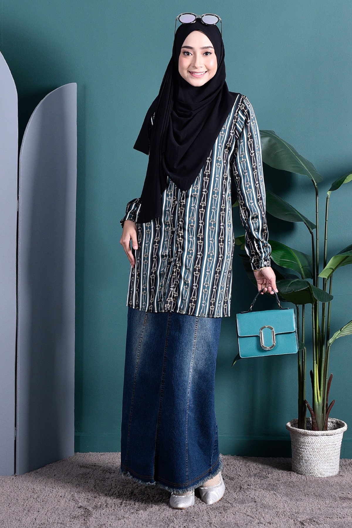Blouse Coco Chain - Teal Green