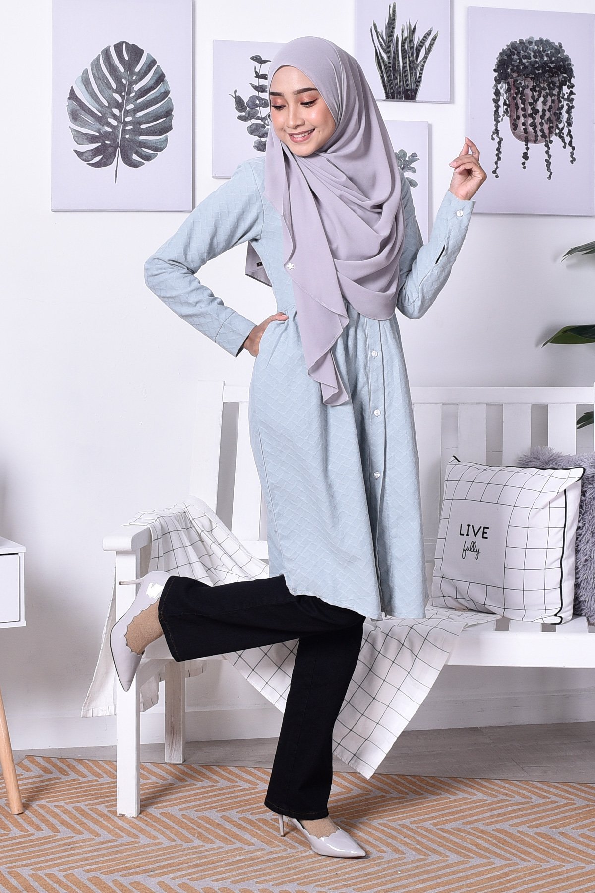 Blouse Cotton Amara - Pigeon Blue