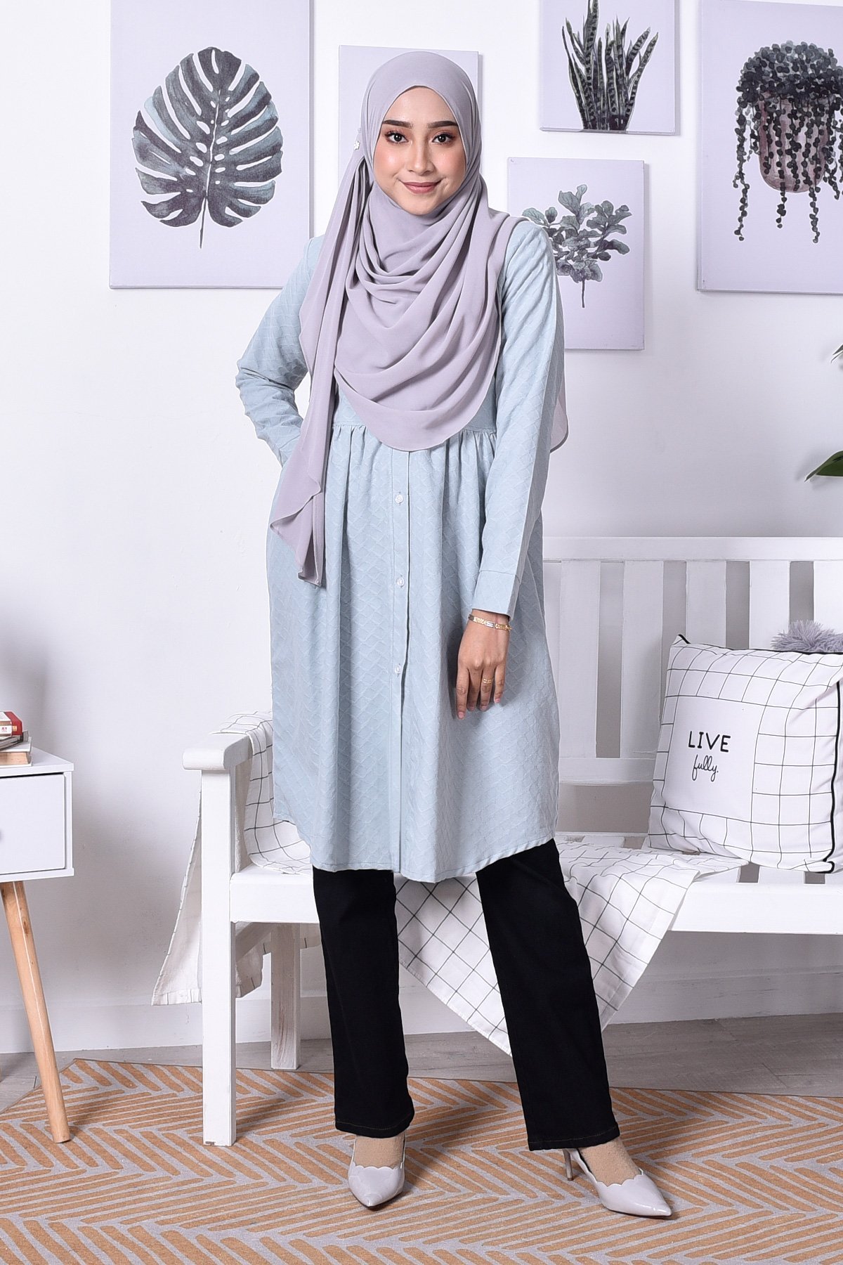 Blouse Cotton Amara - Pigeon Blue