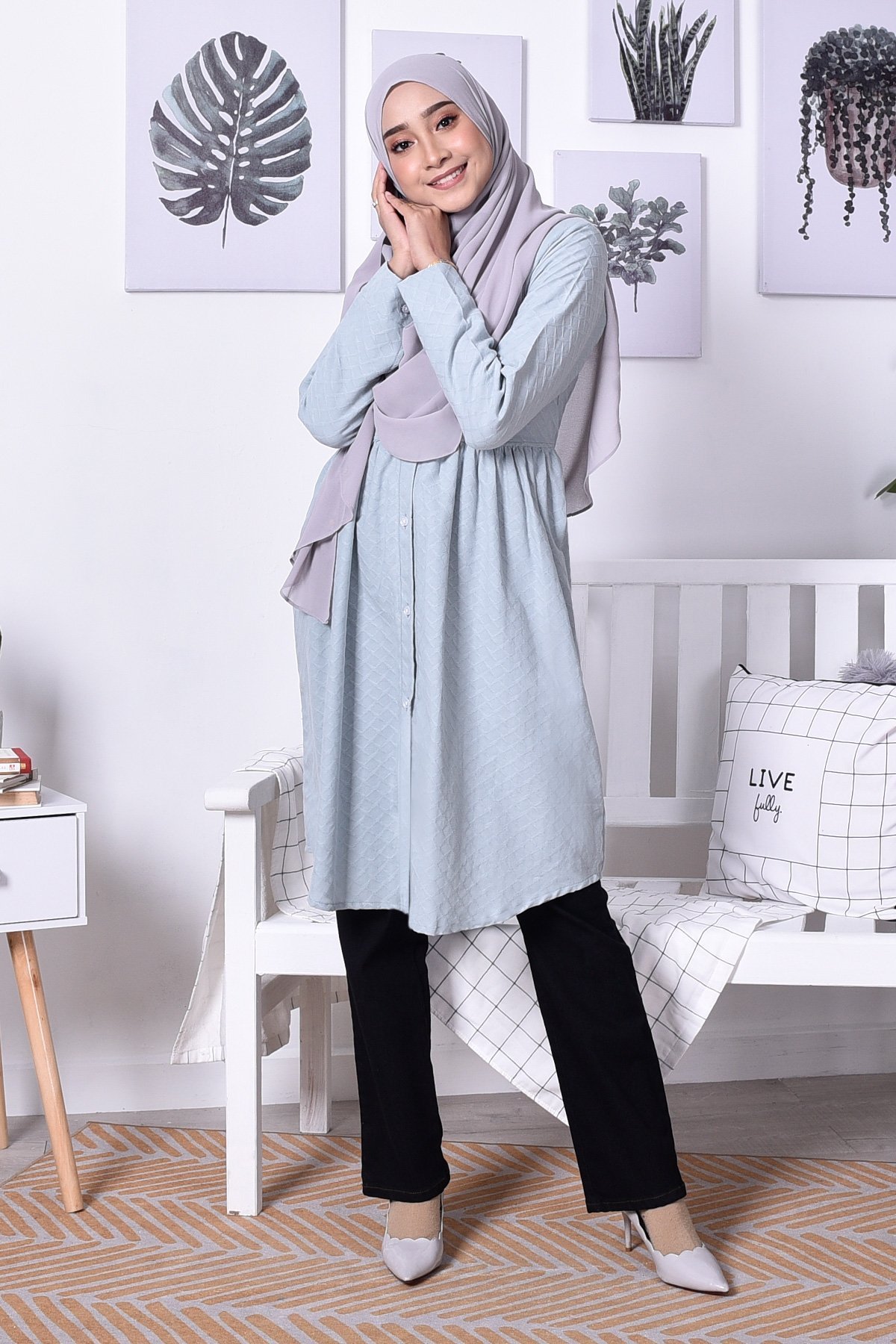 Blouse Cotton Amara - Pigeon Blue