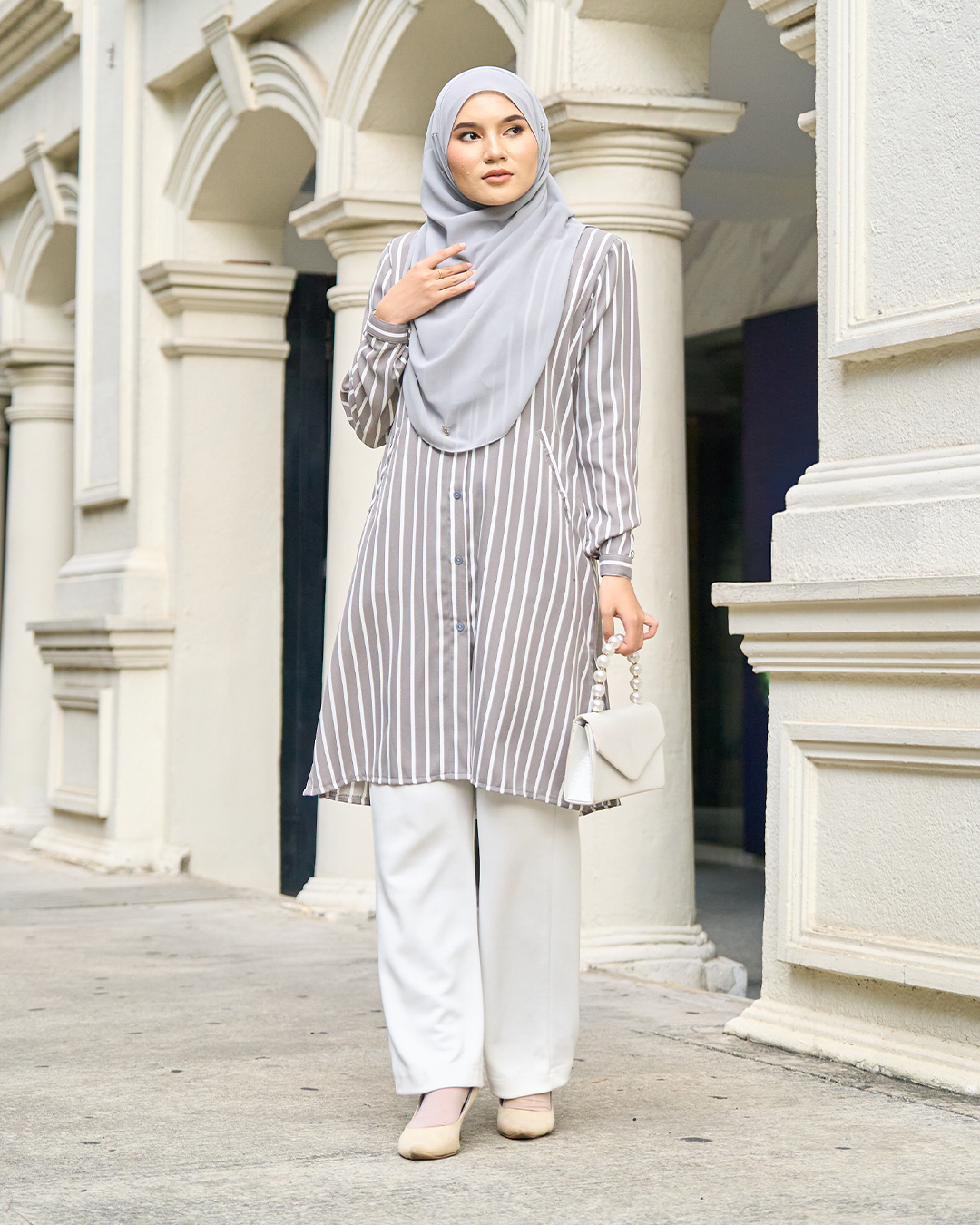 Blouse Darisa Stripe - Dusty Grey