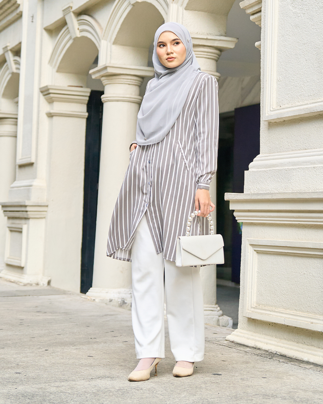 Blouse Darisa Stripe - Dusty Grey