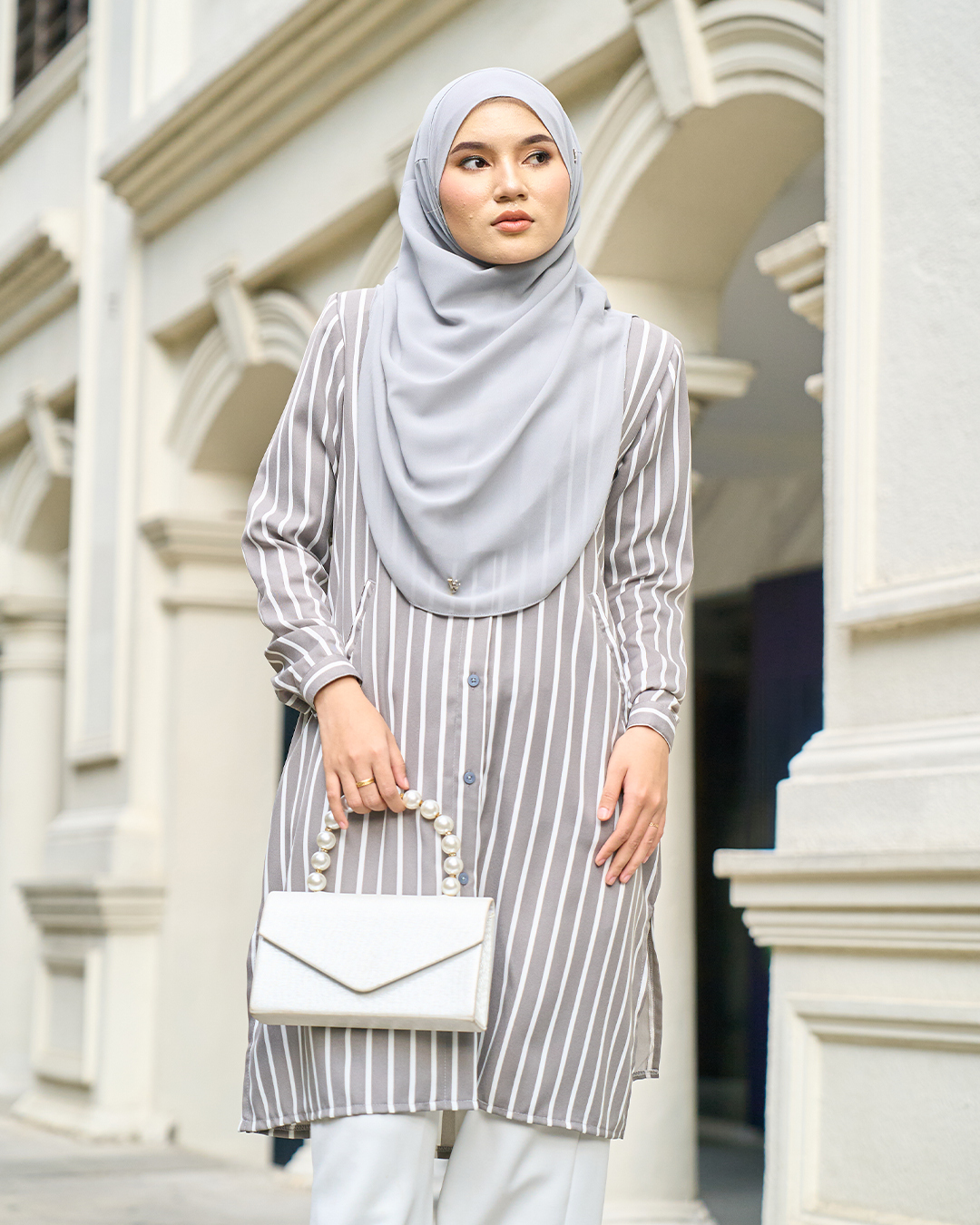 Blouse Darisa Stripe - Dusty Grey