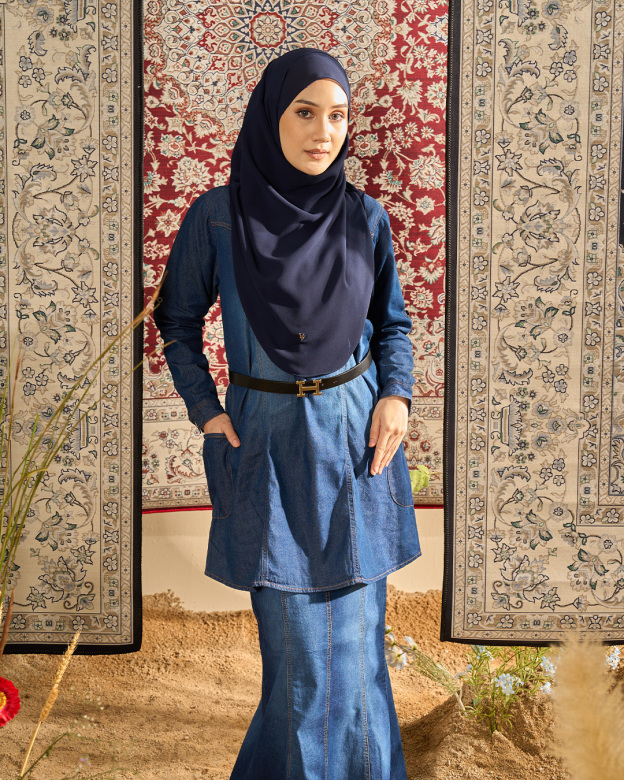 Blouse Denim Delisa Patch Pocket - Denim Blue