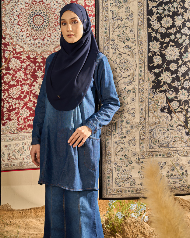 Blouse Denim Delisa Patch Pocket - Denim Blue