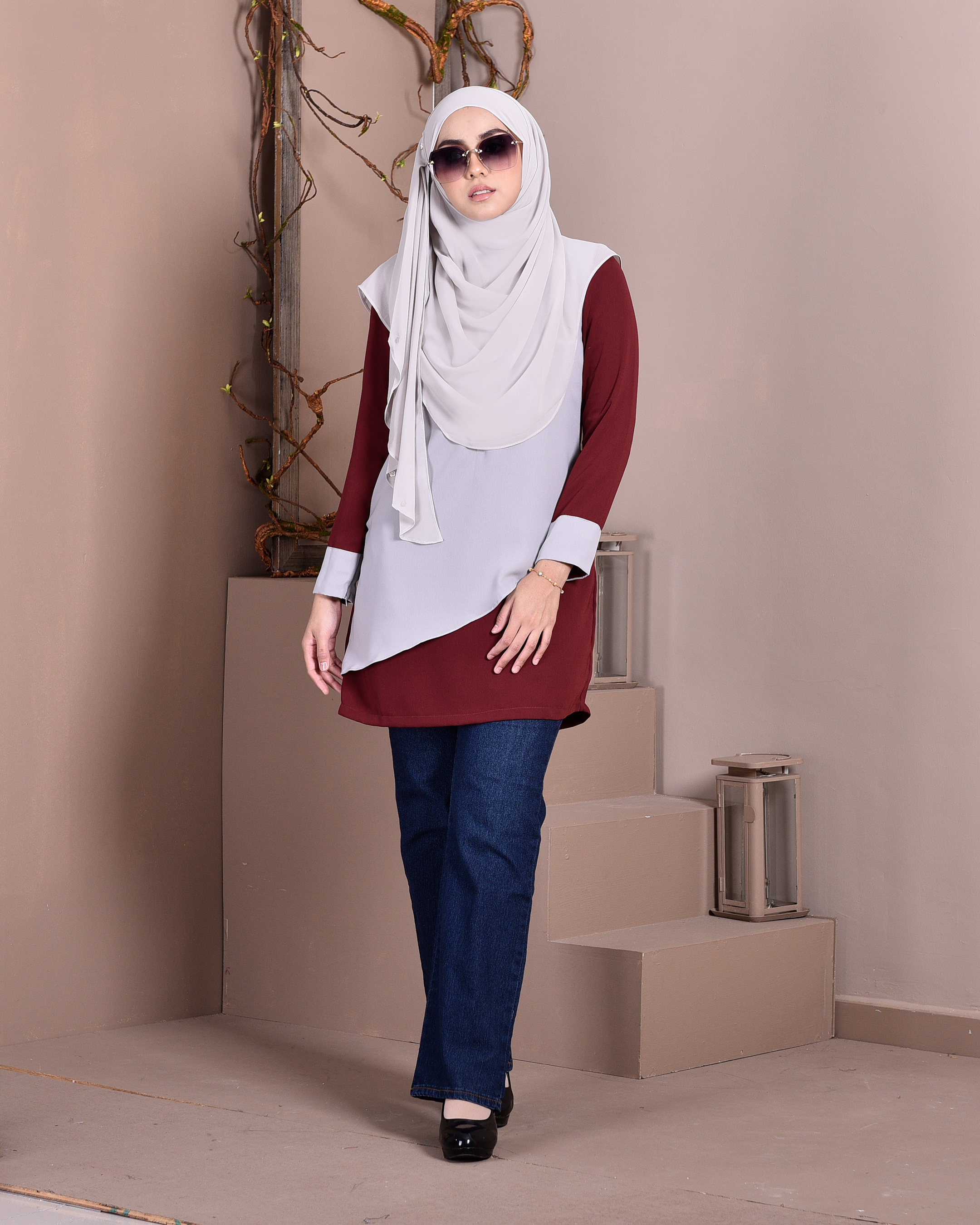 Blouse Duo Fendy II - Maroon