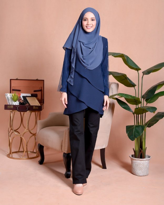 Blouse Lace Hanaa - Inky Blue