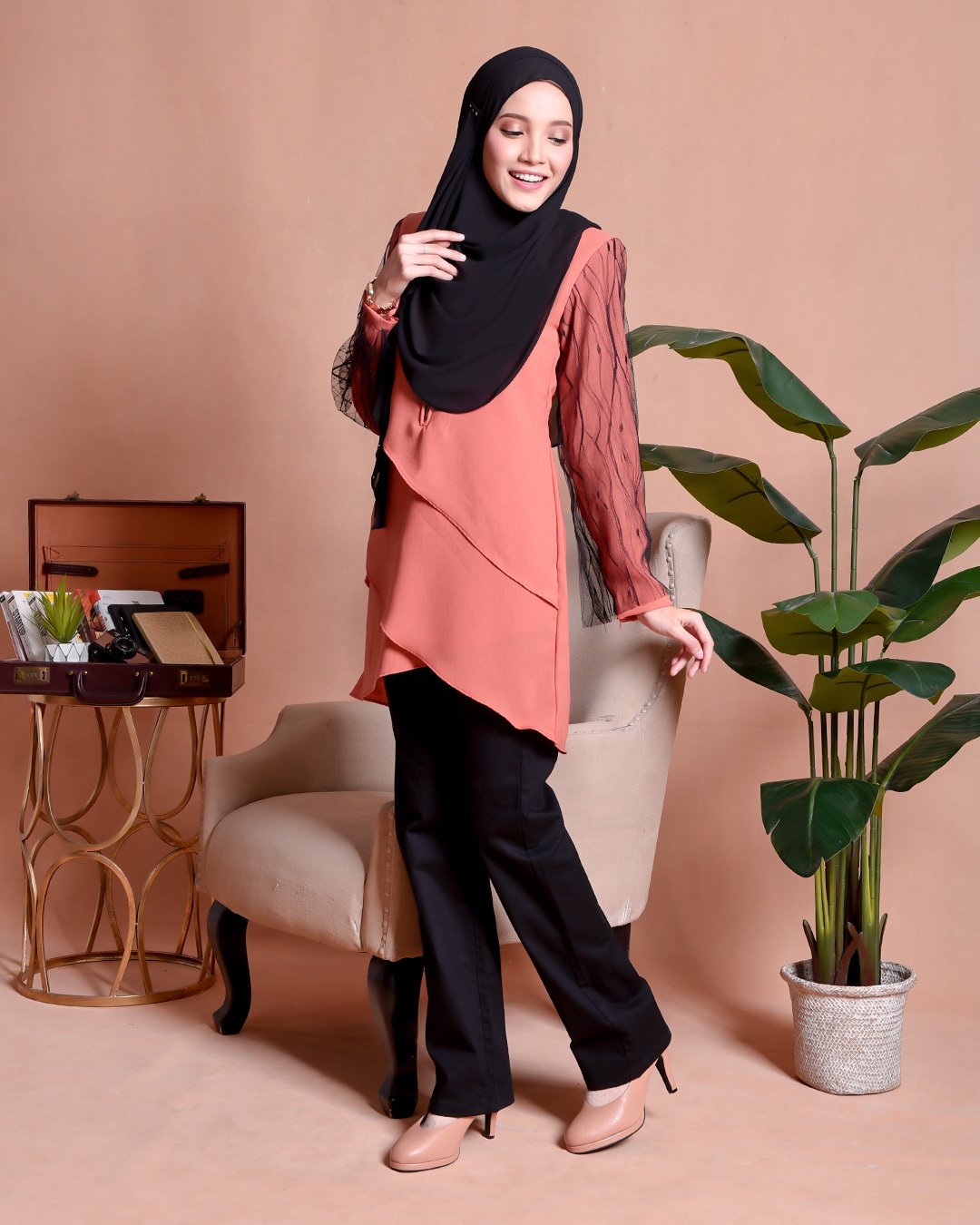 Blouse Lace Hanaa - Juice Orange
