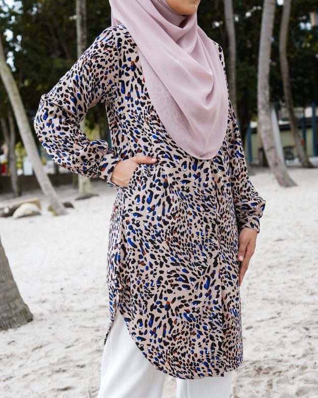 Blouse Nazuha - Beige Leopard