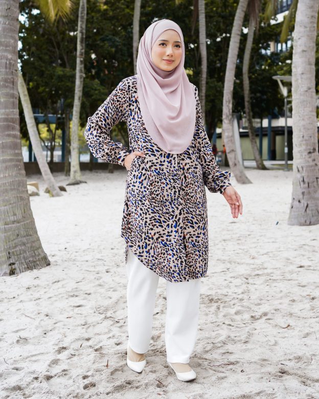 Blouse Nazuha - Beige Leopard