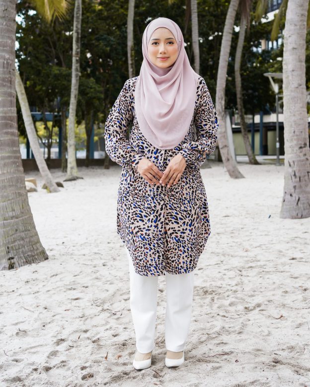 Blouse Nazuha - Beige Leopard