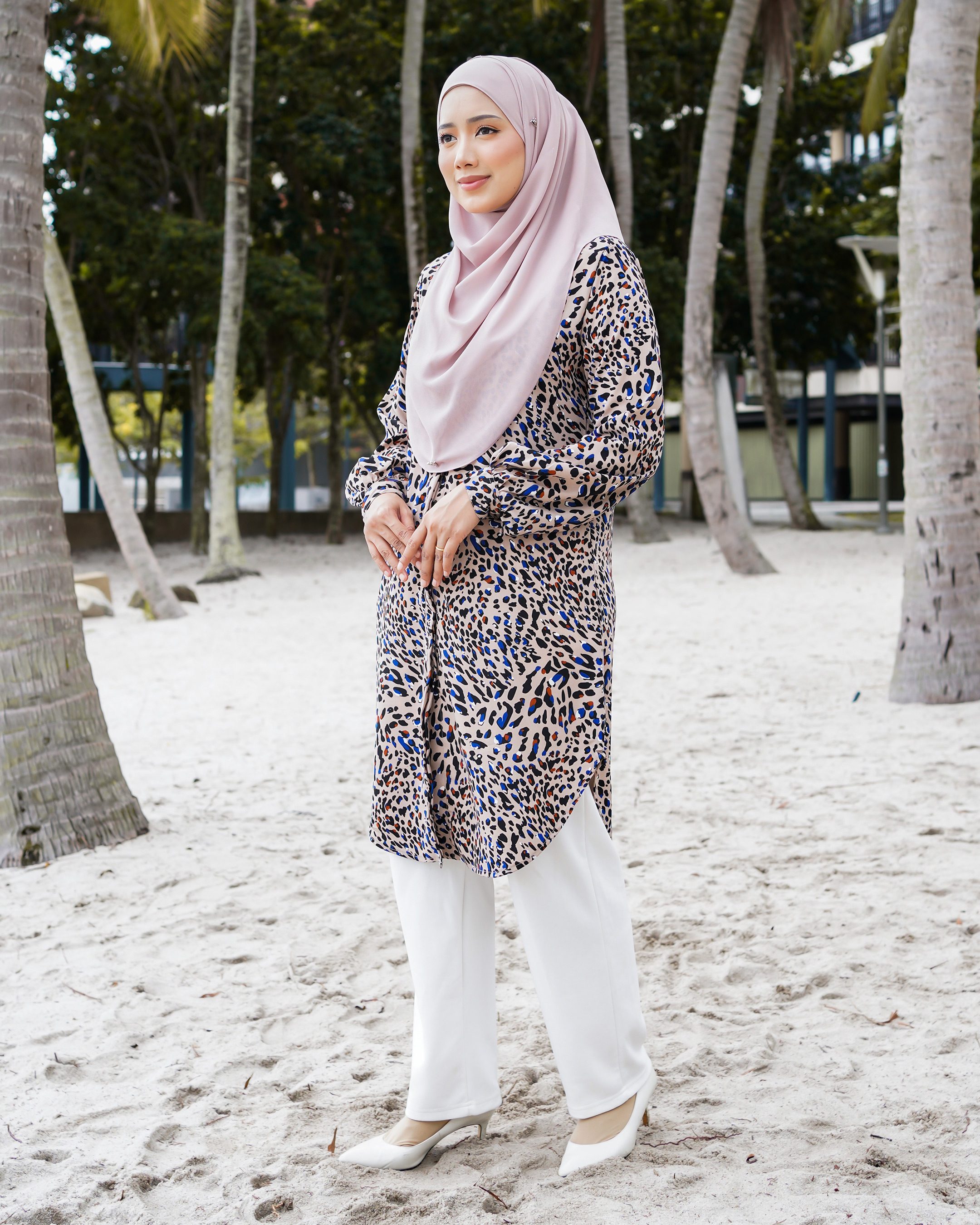 Blouse Nazuha - Beige Leopard