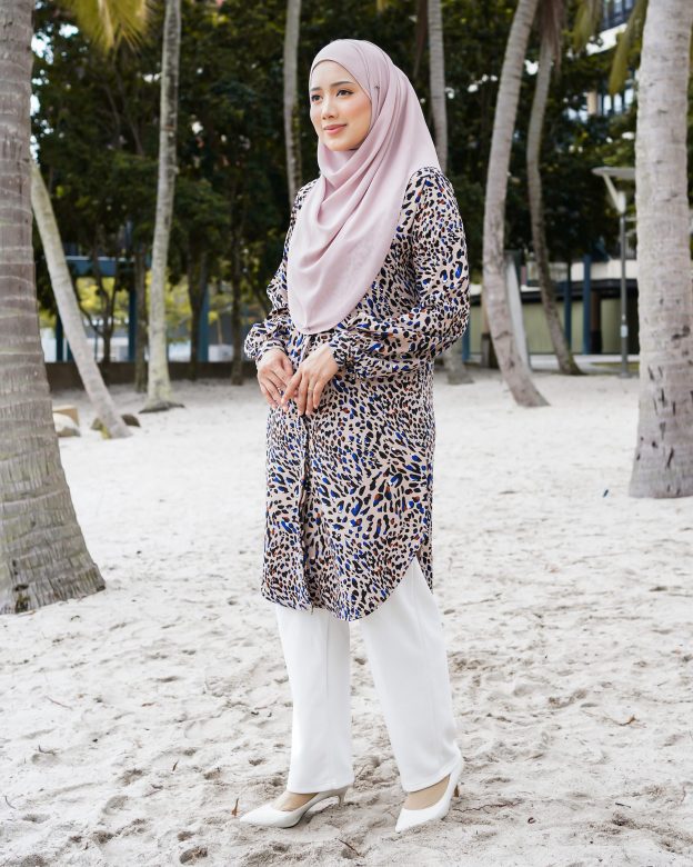 Blouse Nazuha - Beige Leopard
