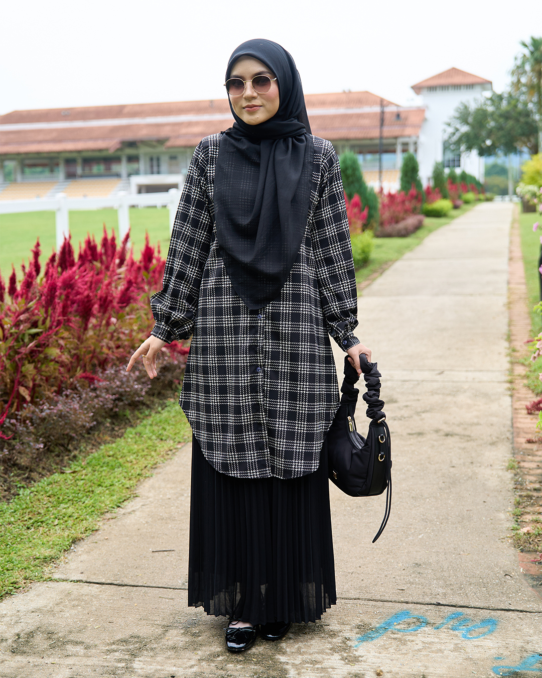 Blouse Nazuha - Black Plaid